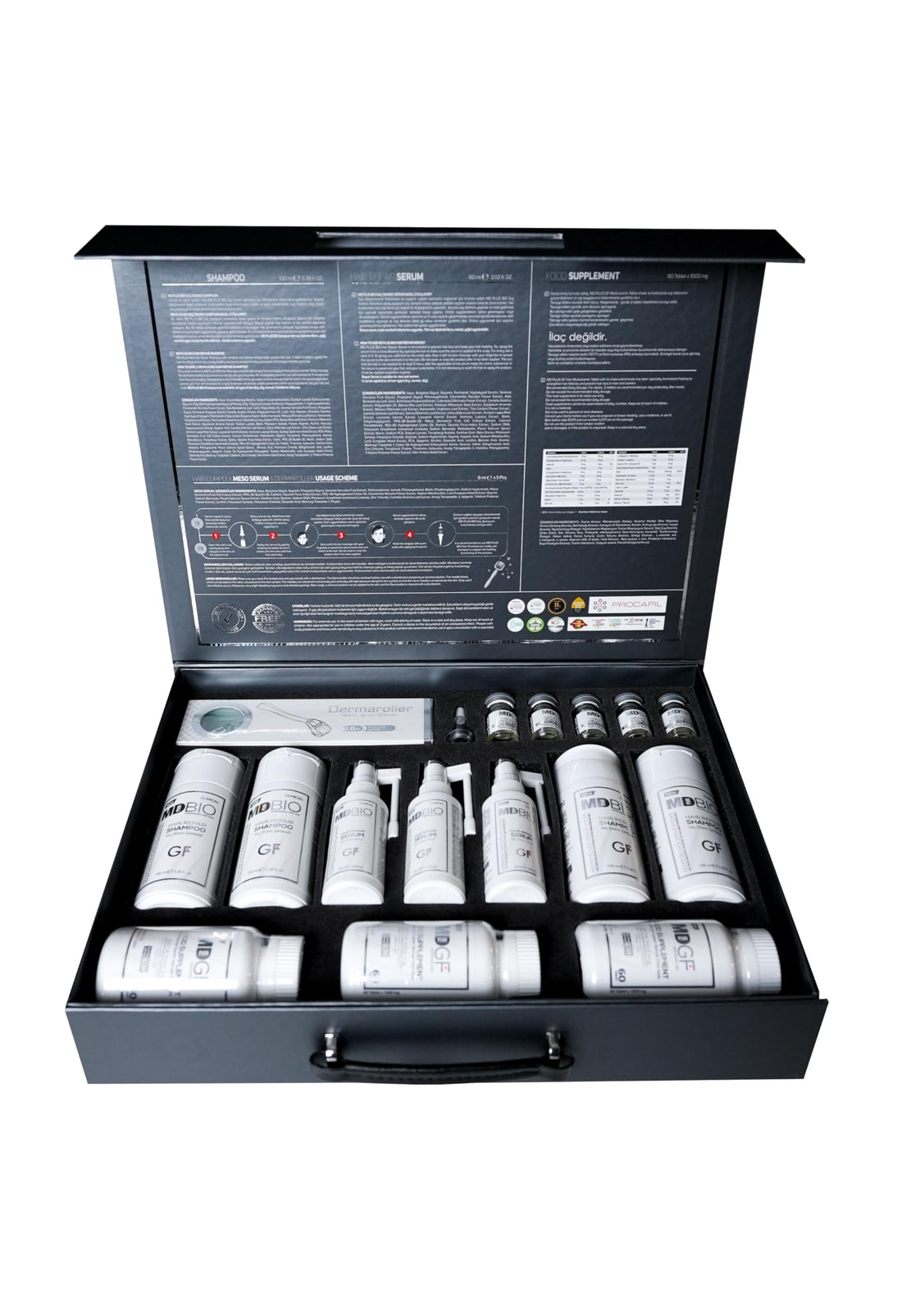 MD PLUS BIO Advanced Special Formula Package - Clinical Hair Transplant Repair Kit – Special Hair Care Set Containing; Shampoo, Serum, Multivitamins and Complex Meso Serum - Biotin, Keratin, Collagen