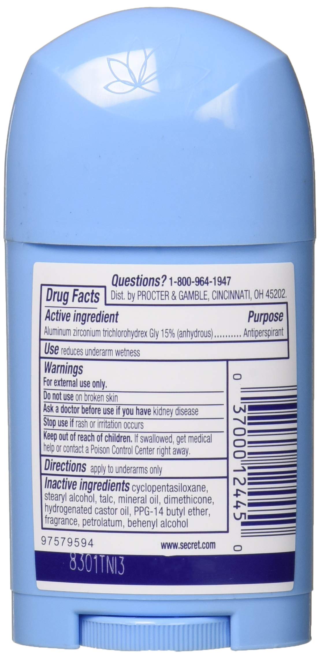 Secret Solid Antiperspirant And Deodorant Shower, Fresh Scent, 1.7 Ounce