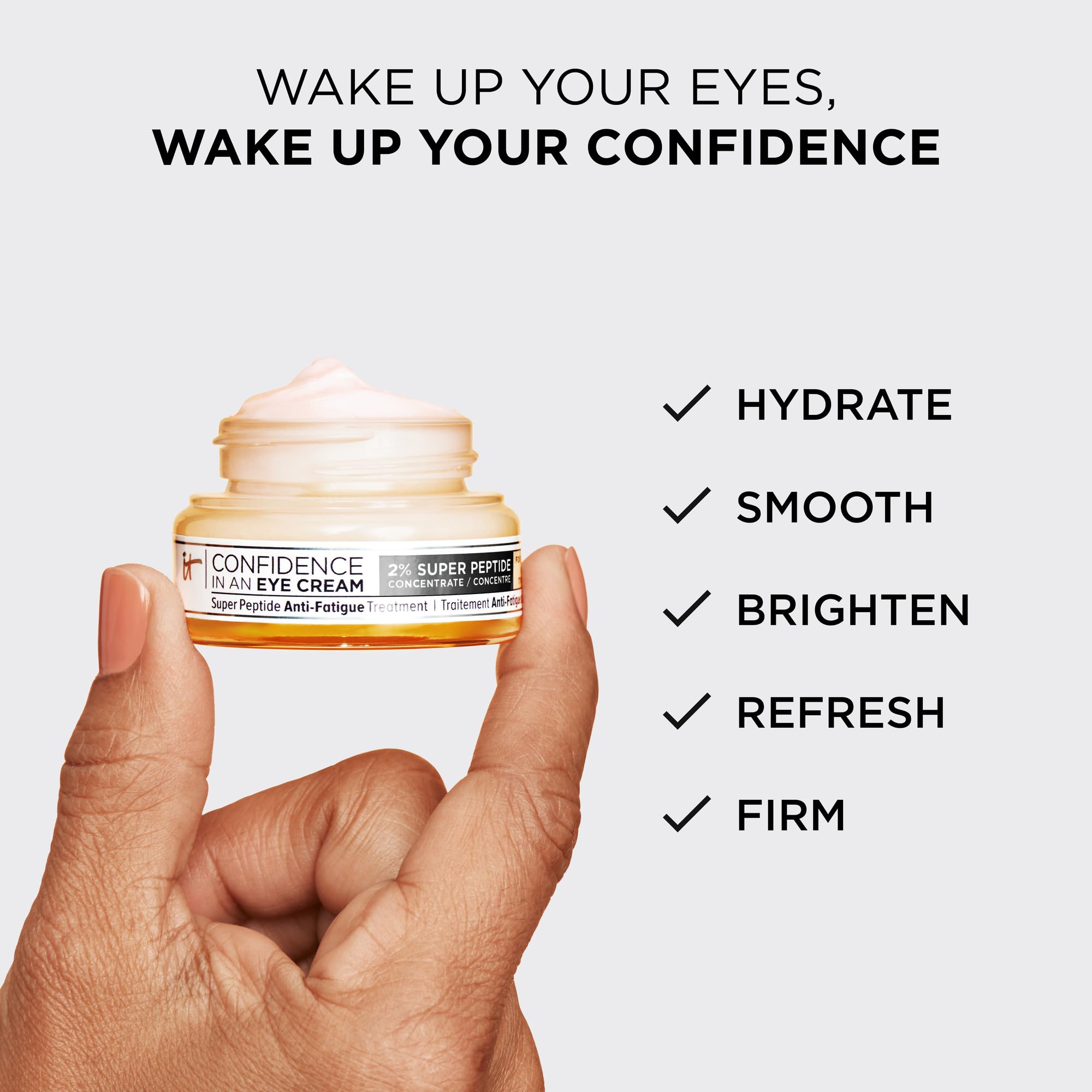 IT Cosmetics Confidence in an Eye Cream, Anti Aging Eye Cream for Dark Circles, Crow's Feet, Lack of Firmness & Dryness, 48HR Hydration with 2% Super Peptide Concentrate, for Day + Night