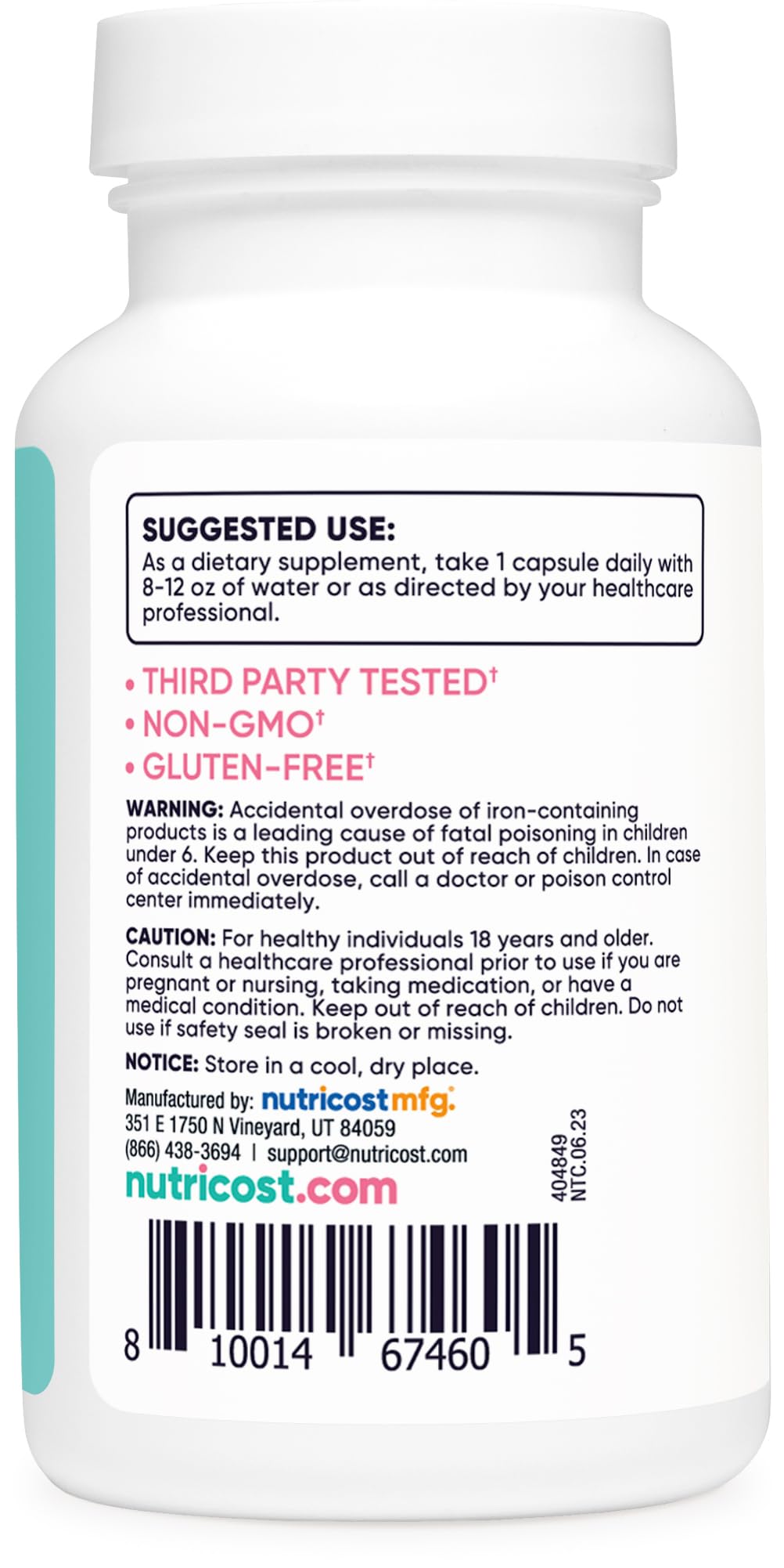 Nutricost Iron for Women 65mg, 180 Capsules, with Vitamin C, Folate, & Vitamin B12 - Vegetarian Friendly, Non-GMO, Gluten Free