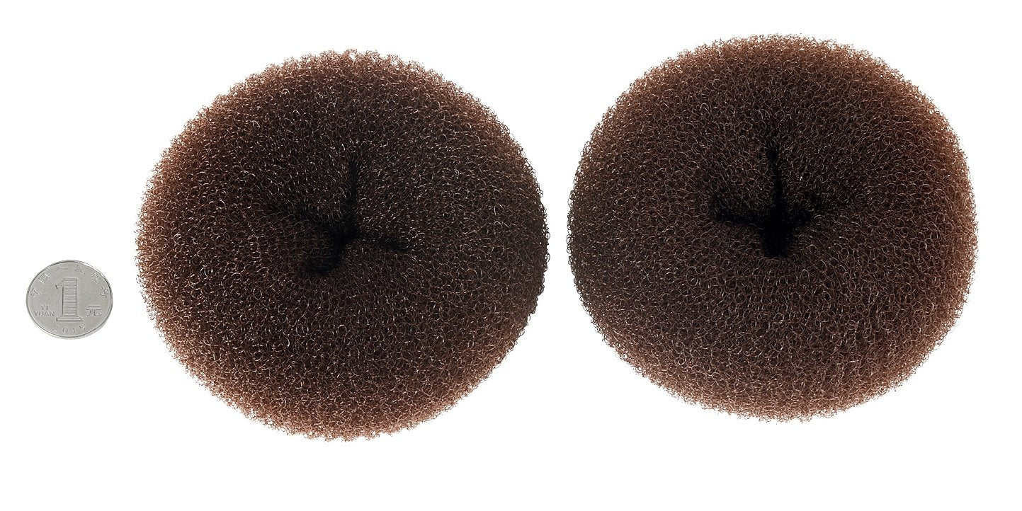 CLOTHOBEAUTY 2 pieces Extra Large Size Hair Bun Donut Maker, Ring Style Bun, Women Chignon Hair Donut Buns Maker, Hair Doughnut Shaper Hair Bun maker (4.3 in. For Thick and Long Hair) (Brown)
