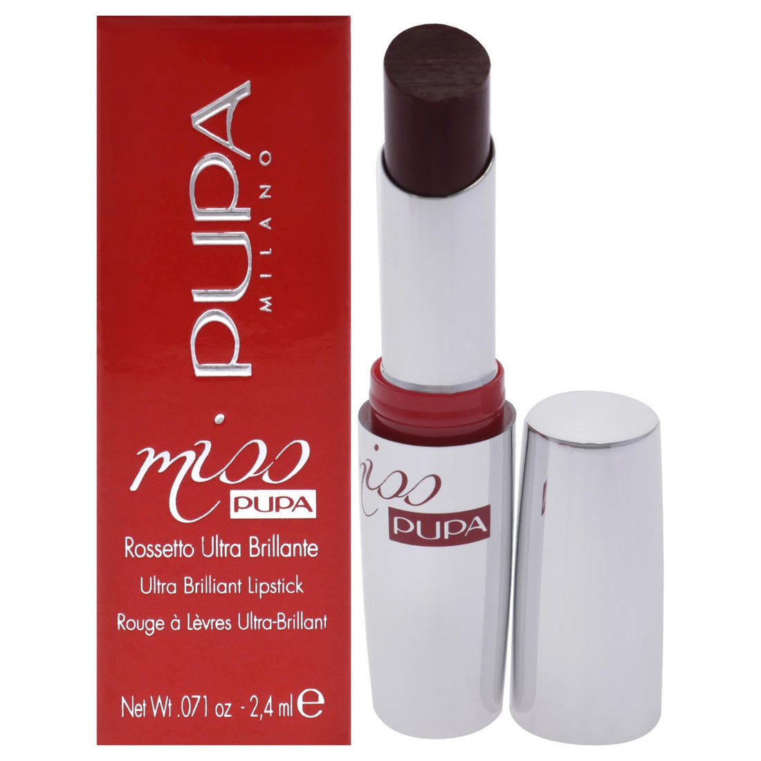PUPA Milano Miss PUPA Milano Lipstick - Creamy, Ultra Pigmented Color For Lips - Nourishing Formula - Crystal-Effect Lipstick - Ultimate Boost Of Volume And Hydration - 504 Ruby Red - 0.071 OZ