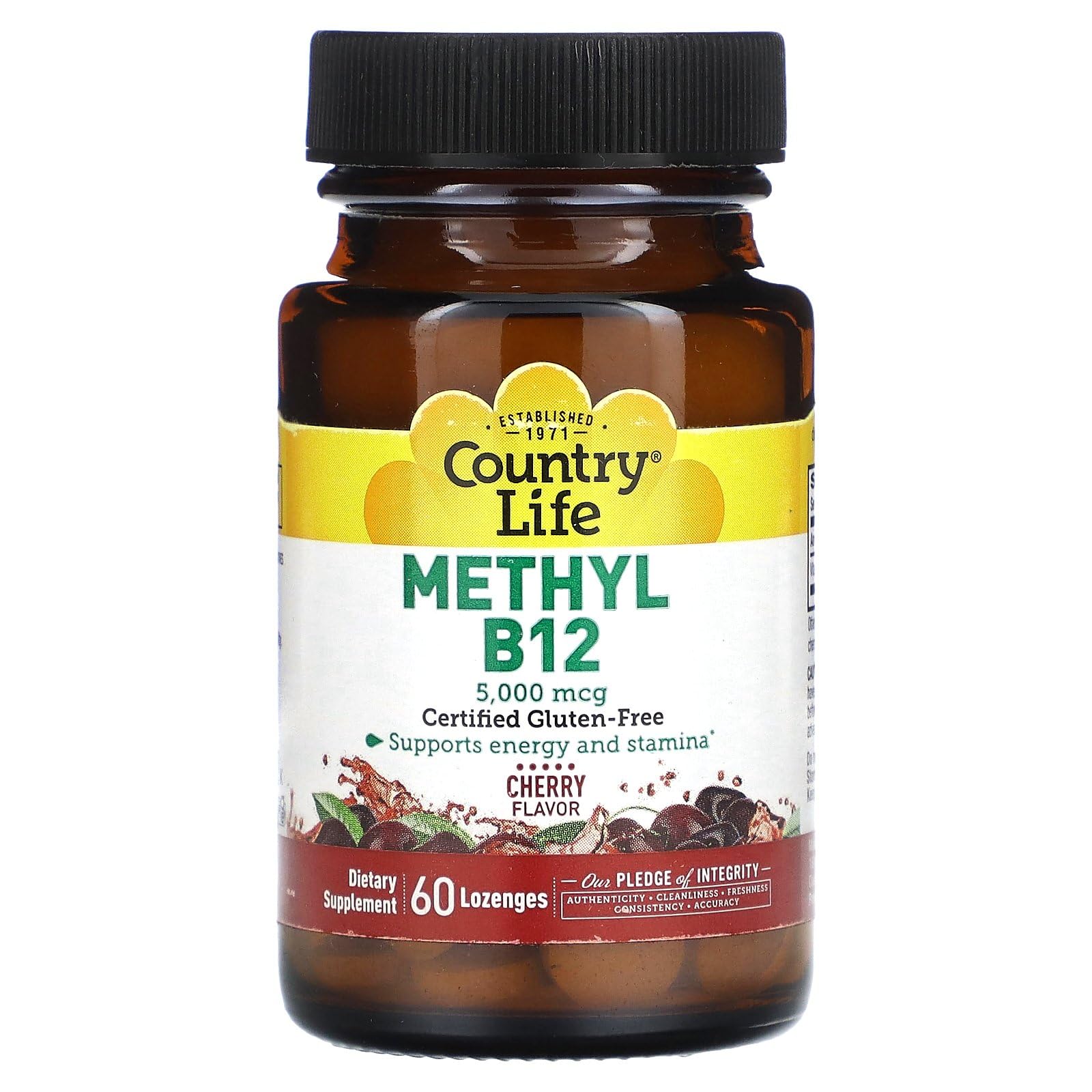 Country Life Methyl B12, Supports Energy & Stamina, 5000mcg, 60 Lozenges