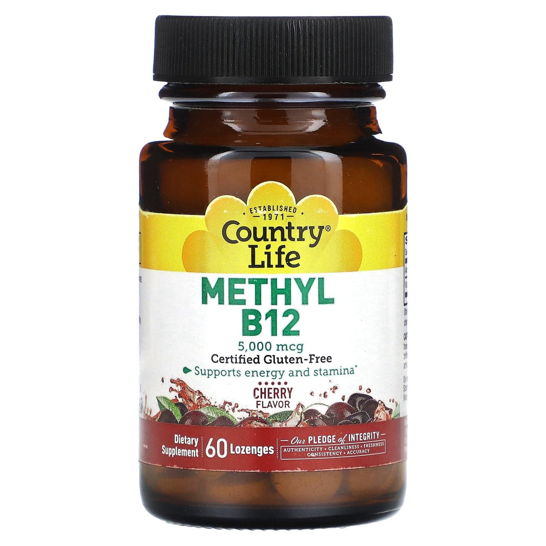 Country Life Methyl B12, Supports Energy & Stamina, 5000mcg, 60 Lozenges