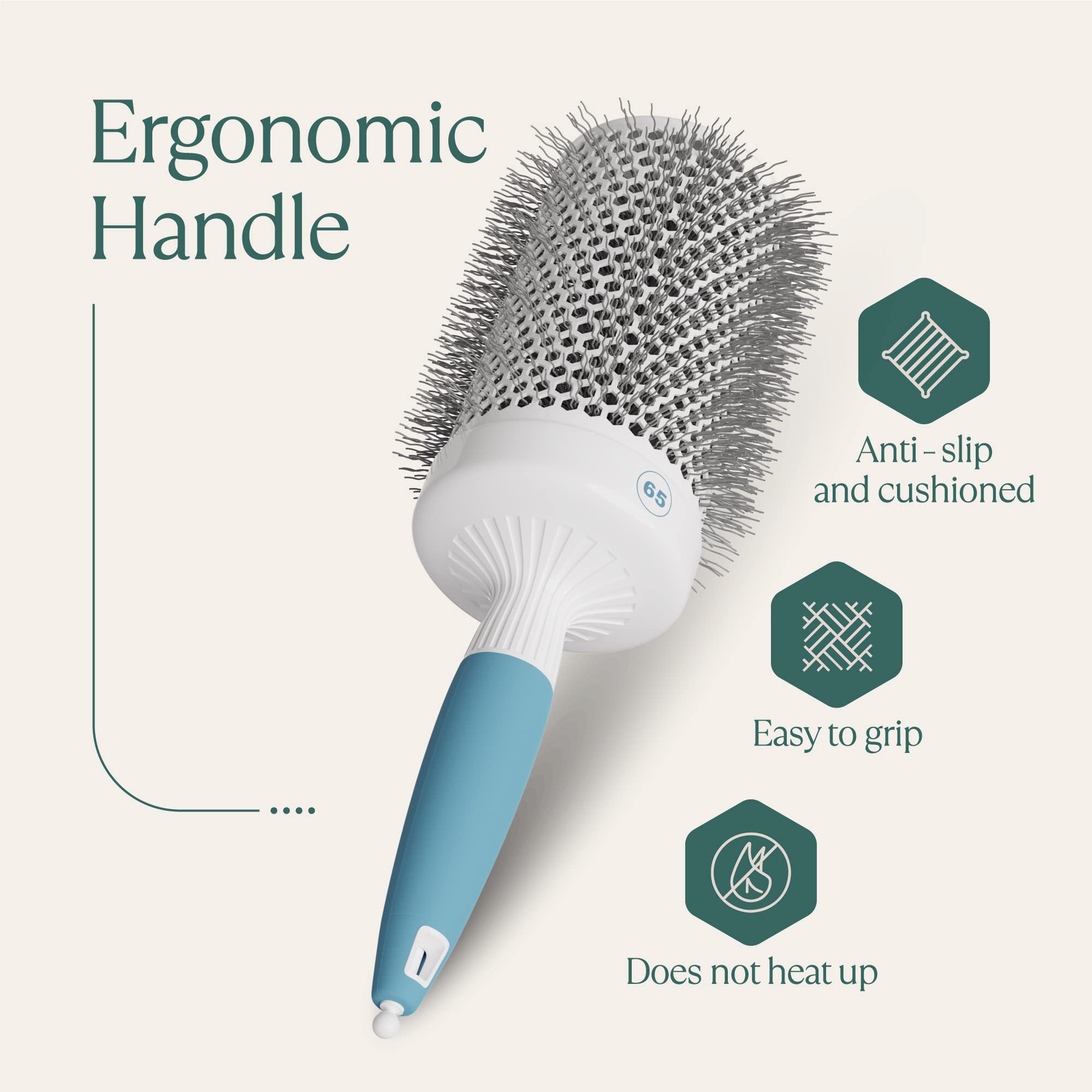 Round hair dryer brush - Ceramic ionic lightweight hair brushes (2.5 inch)