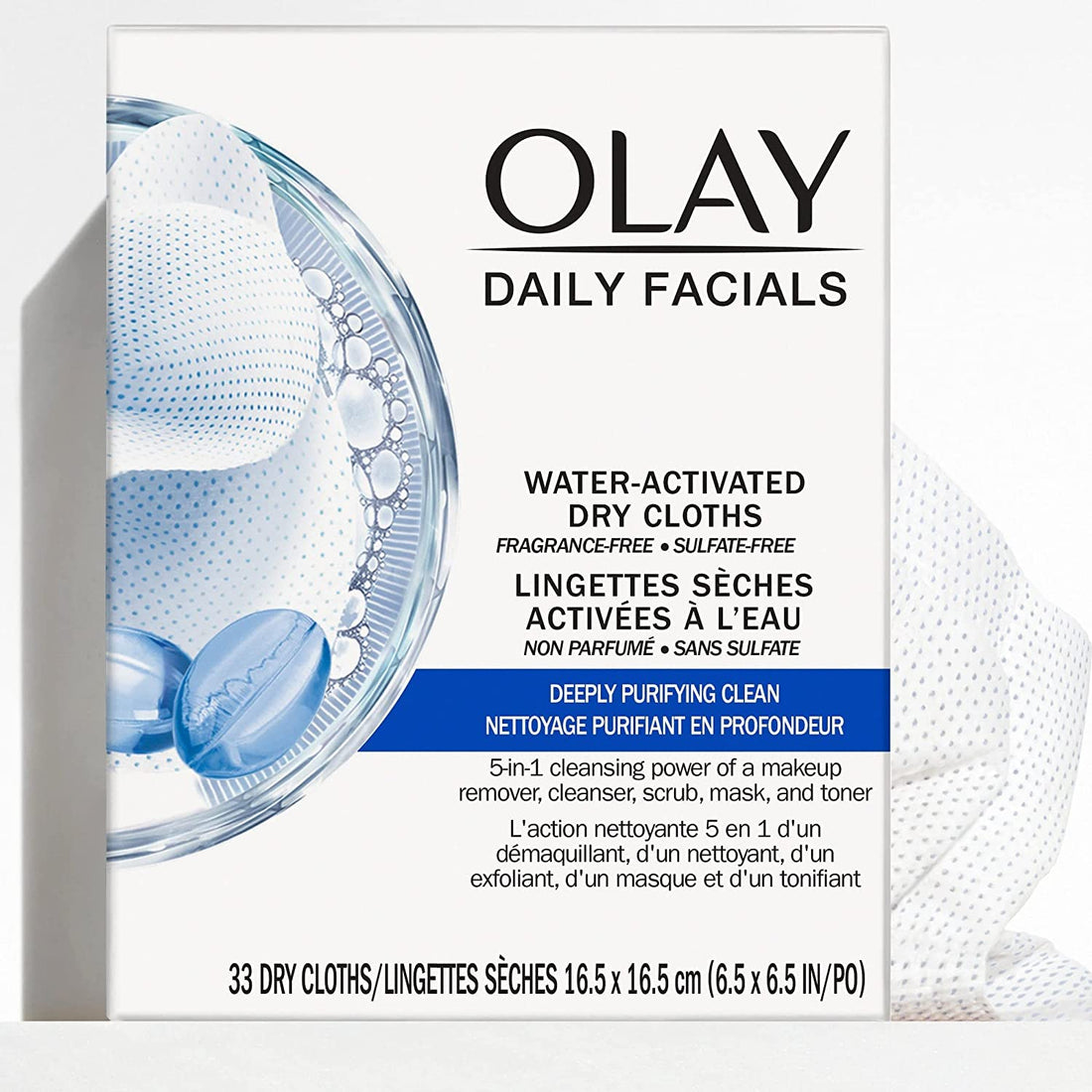 Olay Daily Deeply Clean 4-in-1 Water Activated Cleansing Face Cloths 33ct (Pack of 4)