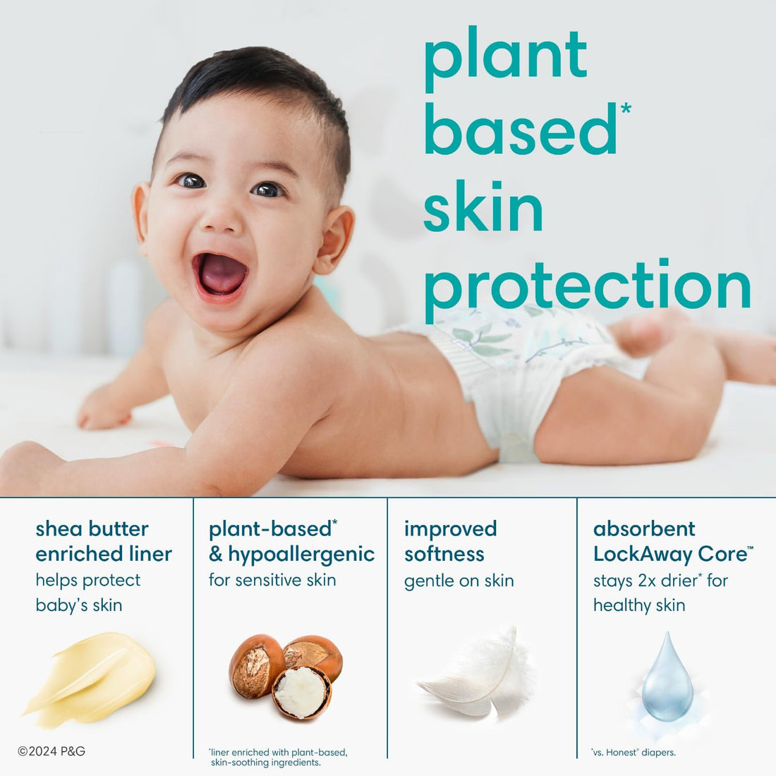 Diapers Size 6, 72 Count - Pampers Pure Protection Disposable Baby Diapers, Hypoallergenic and Unscented Protection, Enormous Pack (Packaging & Prints May Vary)