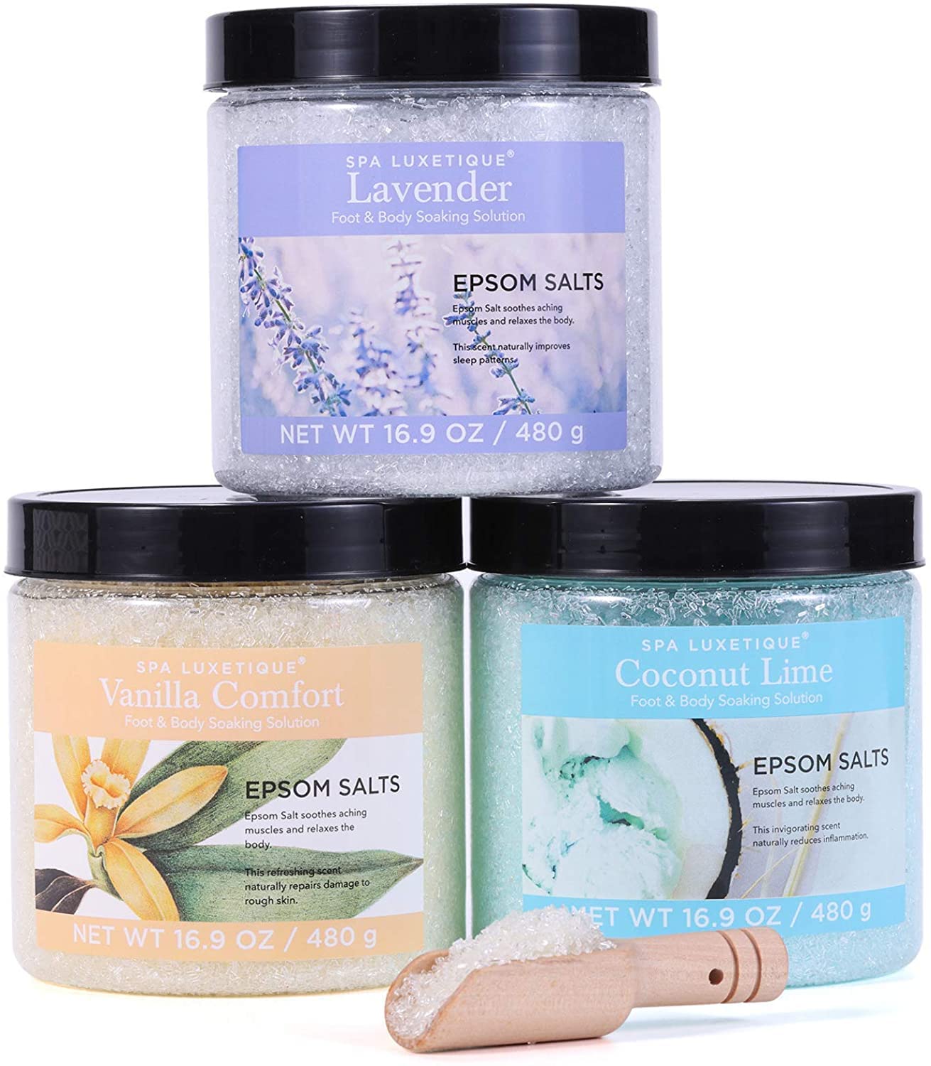 Bath Salts for Soaking, Spa Luxetique Epsom Salts Gifts Set for Women, 3.17lbs Bath Salts for Women, Epsom Salts for Soaking, Mother's Day Christmas Gifts for Woman Mom