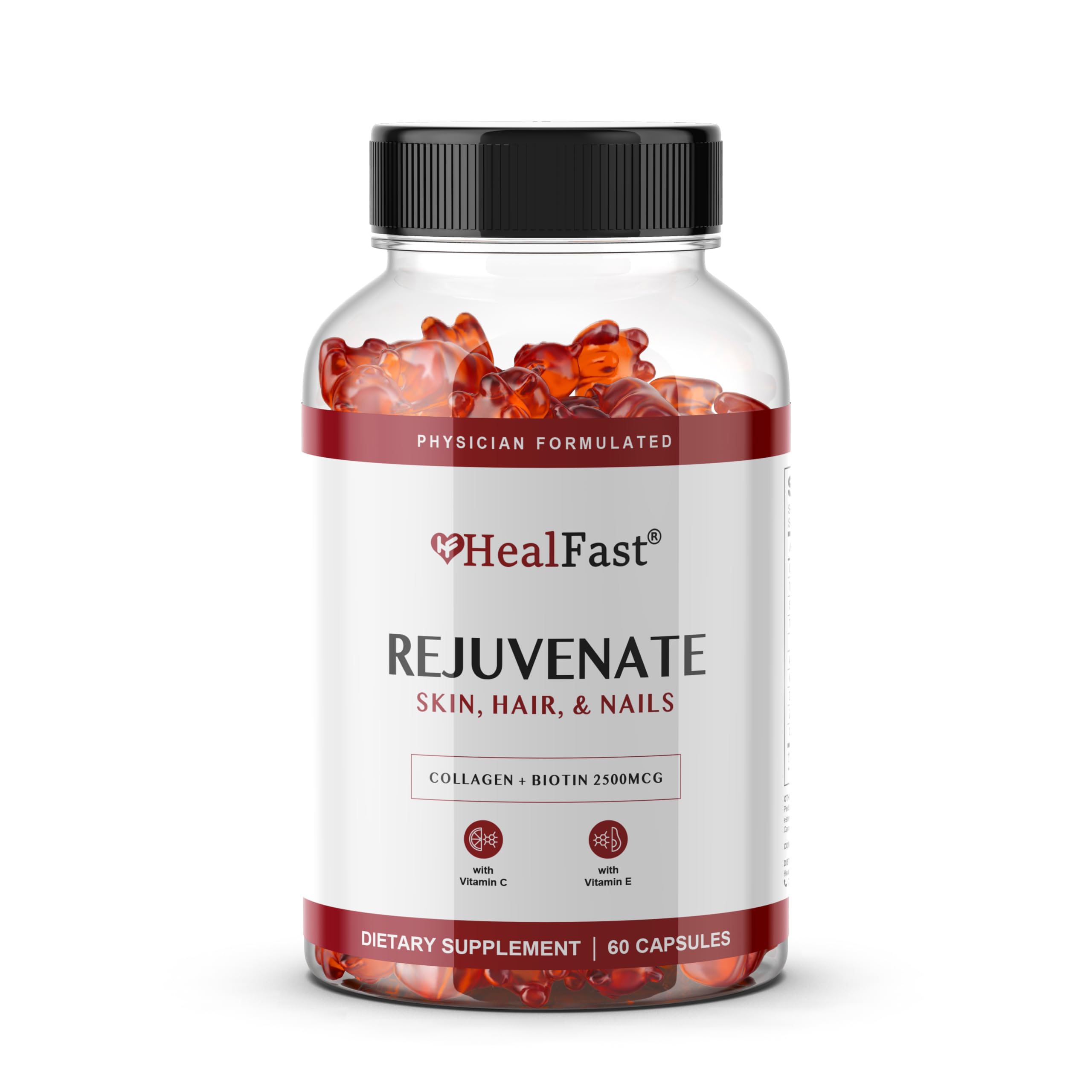 HealFast Rejuvenate Vitamin and Mineral Gummy Supplement - Collagen Gummies + Vitamins, Biotin, and Zinc - Anti Aging Beauty & Skin Supplement Clinically-Studied & Physician Formulated - 60 Count