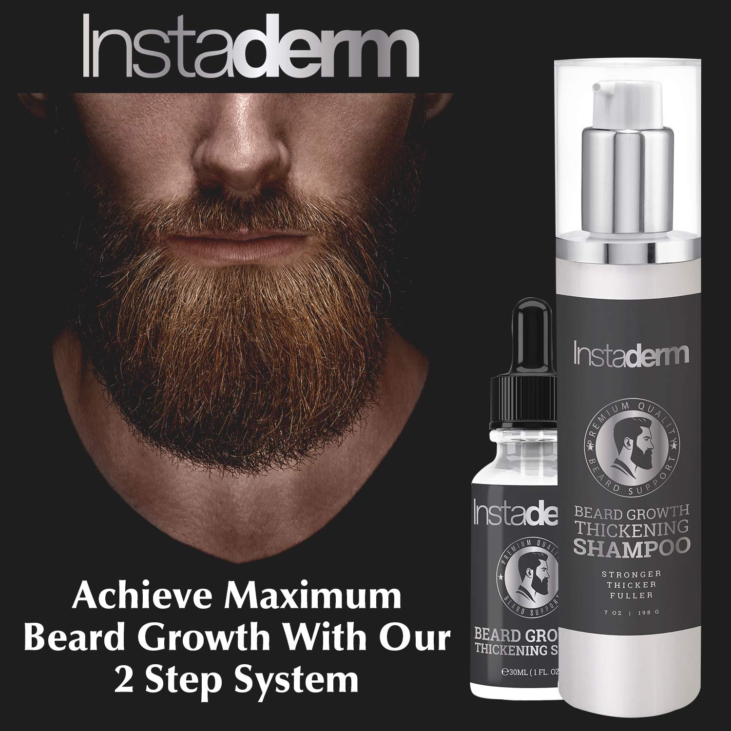 Beard Growth Thickening Serum- Strengthens & Repairs Follicle Growth from The Root. Prevents Flakey Beard Dandruff. Nourishes Beard & Skin for Thicker, Fuller, Longer Healthier Facial Hair.