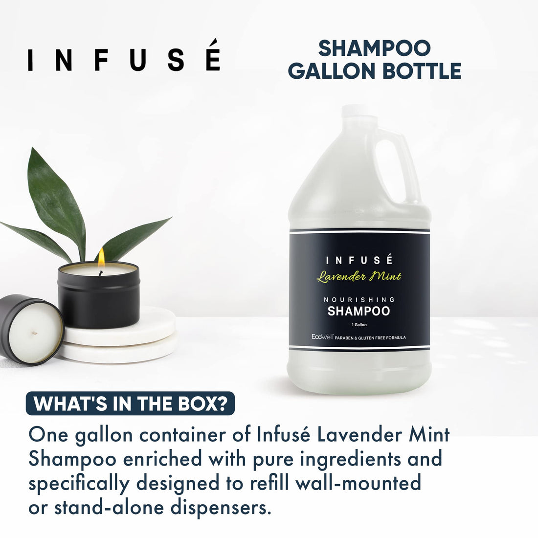 1-Shoppe All-in-Kit Shampoo | Infuse Lavender Mint Hotel | 1 Gallon | For Hospitality & Vacation Rentals to Refill Dispensers | (Single Gallon)