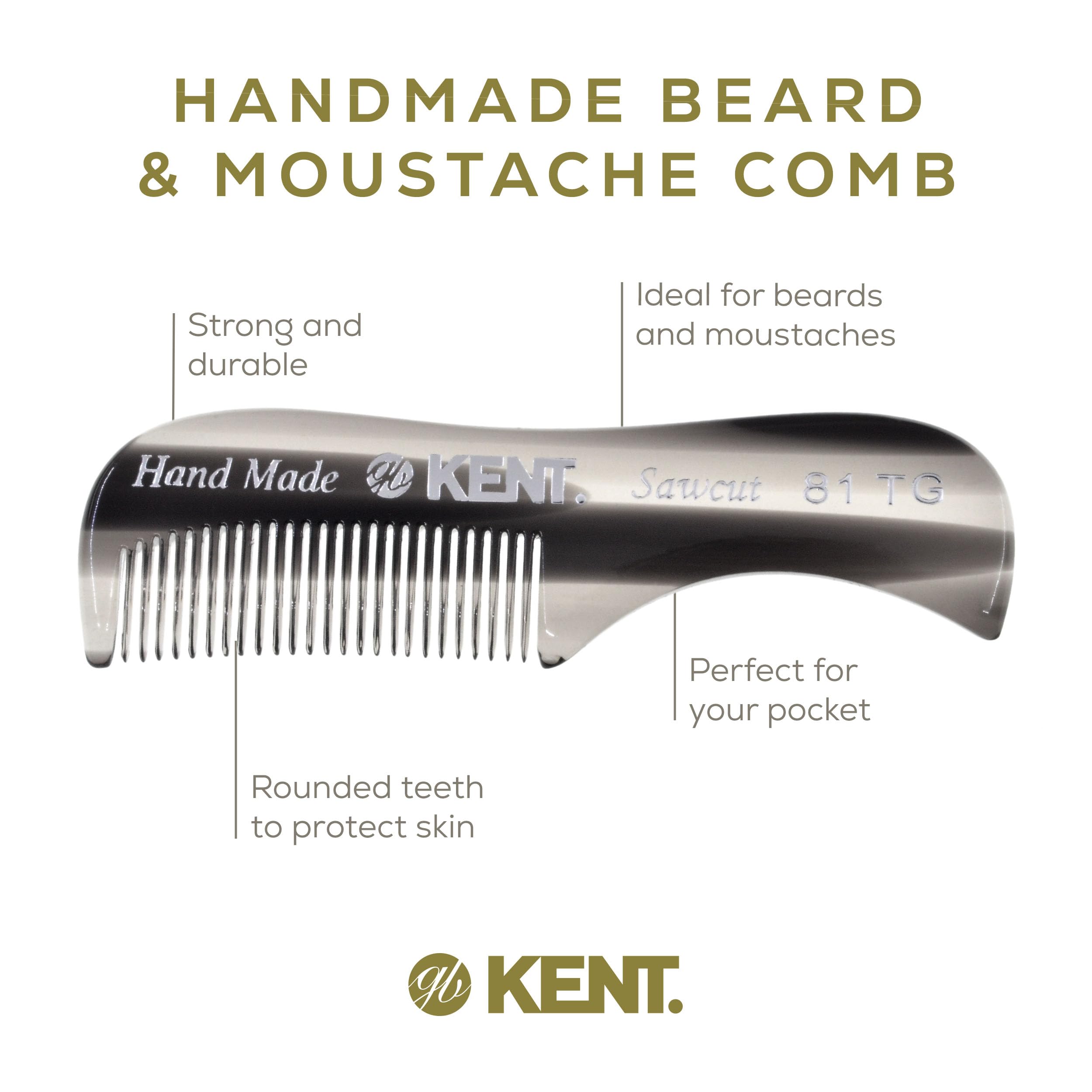 Kent A 81T Graphite X-Small Gentleman's Beard and Mustache Pocket Comb, Fine Toothed Pocket Size for Facial Hair Grooming and Styling. Saw-cut of Cellulose Acetate, Hand Polished. Hand-Made in England