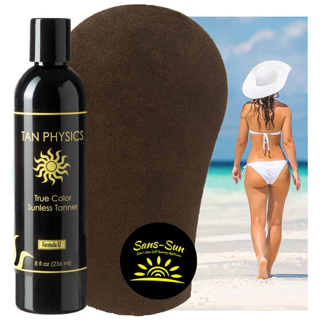 Tan Physics True Color Tanner 8 oz w/FREE Tanning Mitt by Sans-Sun