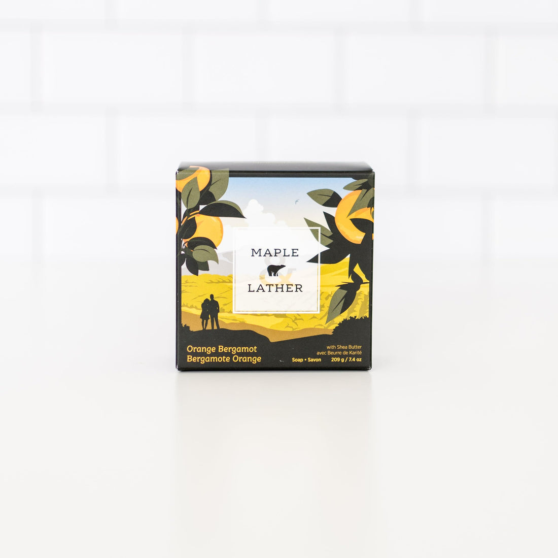 Maple & Lather Triple Milled Bar Soap with Shea Butter, Orange Bergamot Scent, Moisturizing, Long-Lasting, Sustainably Sourced, 209g - Made in Provence, France
