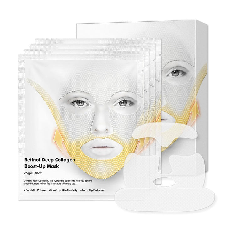 Retinol Collagen Lifting Mask, Deep Collagen Anti-aging Facial Mask for Glass Glow Skin, Hydrating Overnight Hydrogel Face Mask for Lifting, Firming and Moisturizing, 4 Packs