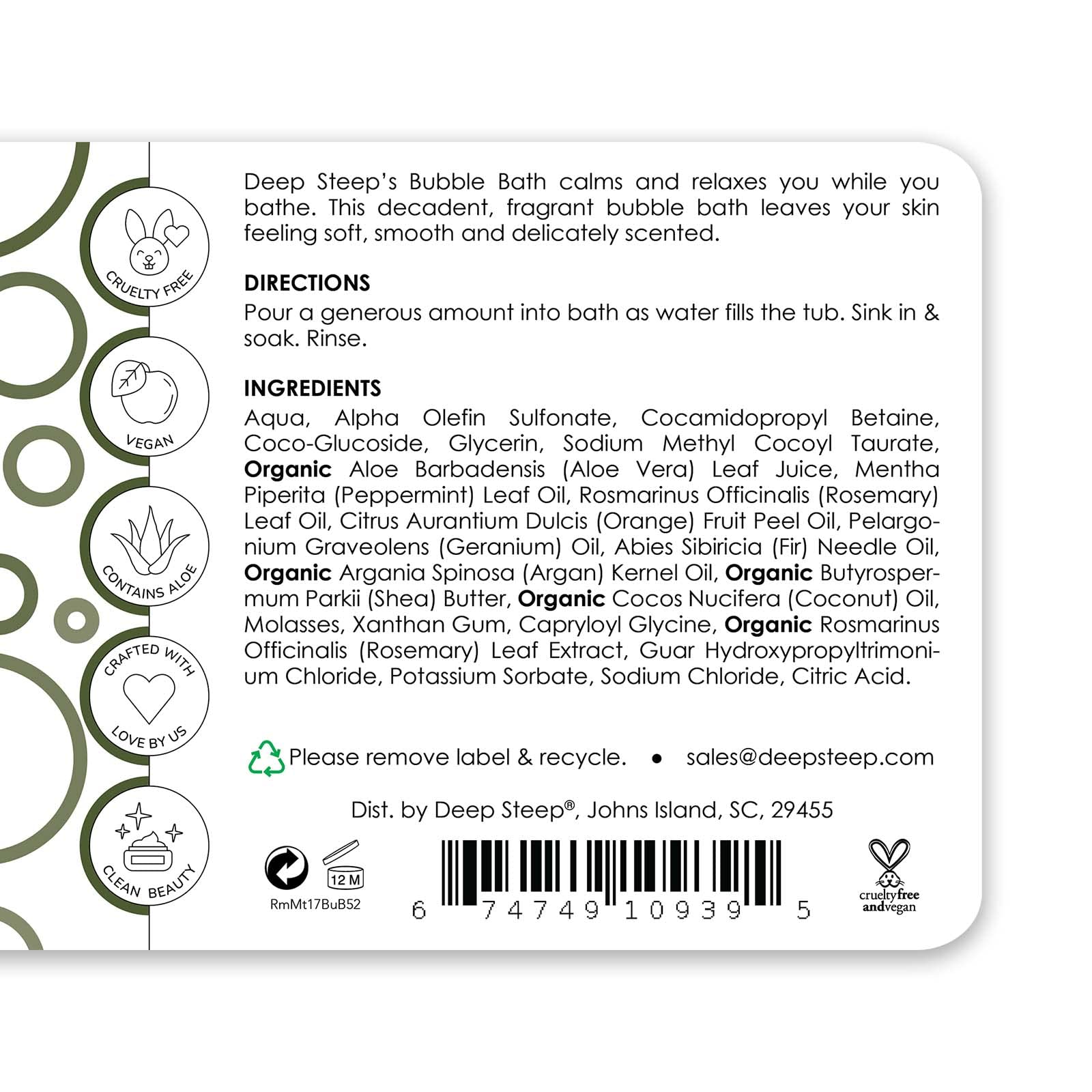 Deep Steep Rosemary Mint Bubble Bath - 17 oz/503 ml - Liquid