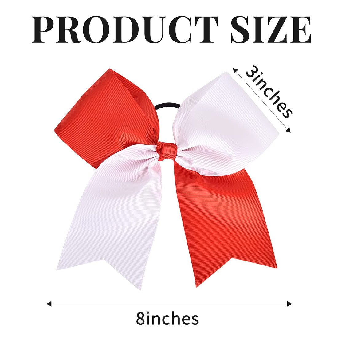 Aileam Red/White(12Pcs) : 12 Pcs Large Cheer Bows 8 Bulk Hair Bow Accessories With Ponytail Holder For Girls High School College Cheerleading