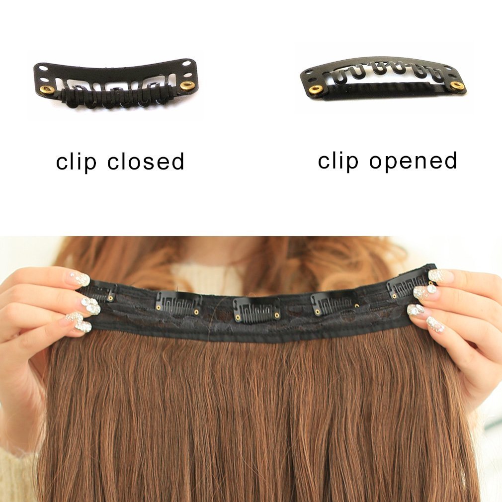REECHO 20 1-Pack 3/4 Full Head Curly Wave Clips in on Synthetic Hair Extensions Hairpieces for Women 5 Clips 4.5 Oz per Piece - 4KH27