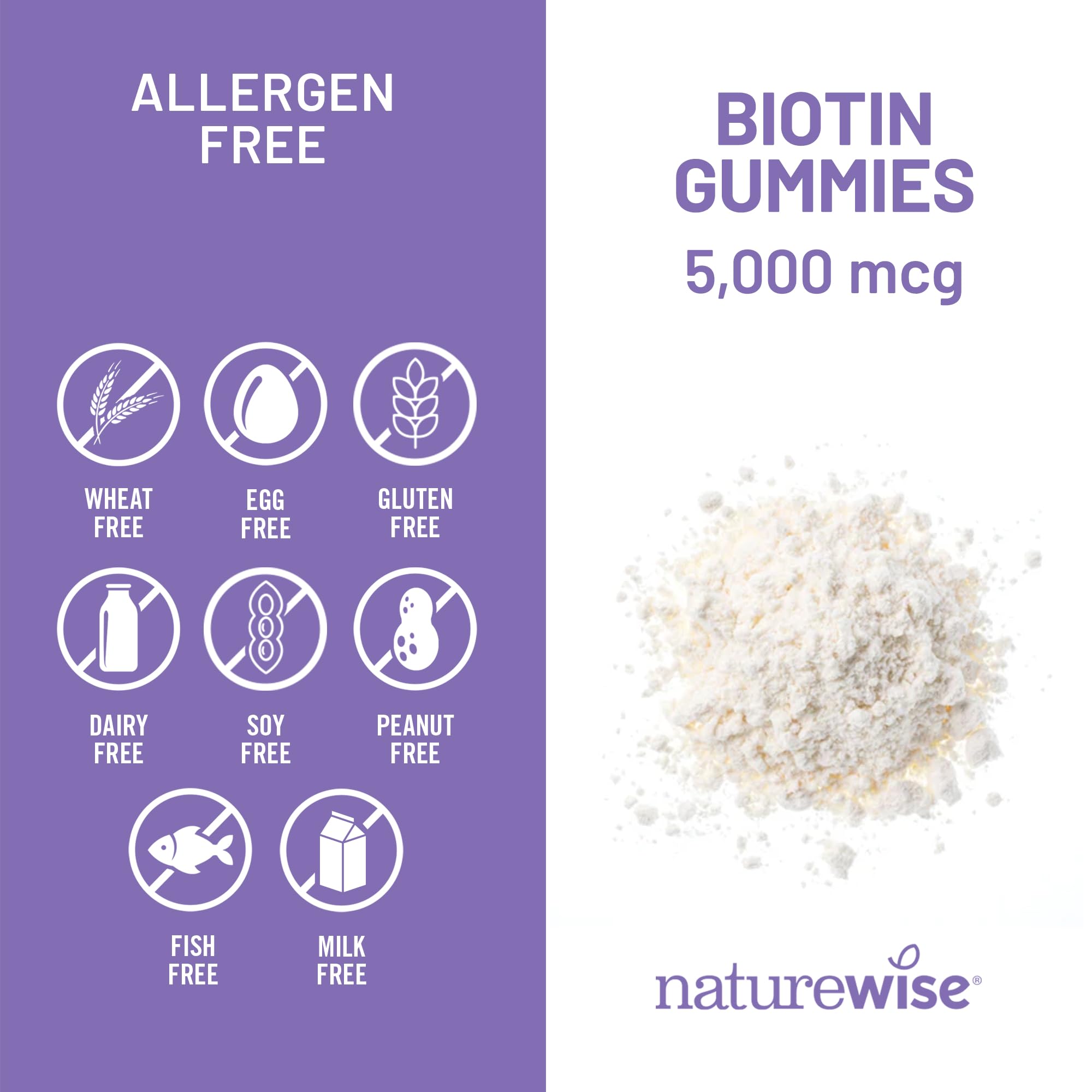 NatureWise Biotin Gummies - Supports Healthy Hair, Skin and Strong Nails - Vitamin B7 5000mcg - Natural Beauty - Strawberry-Kiwi Flavor - Vegan, Non-GMO, Gluten Free - 60 Count[30 Day Supply]