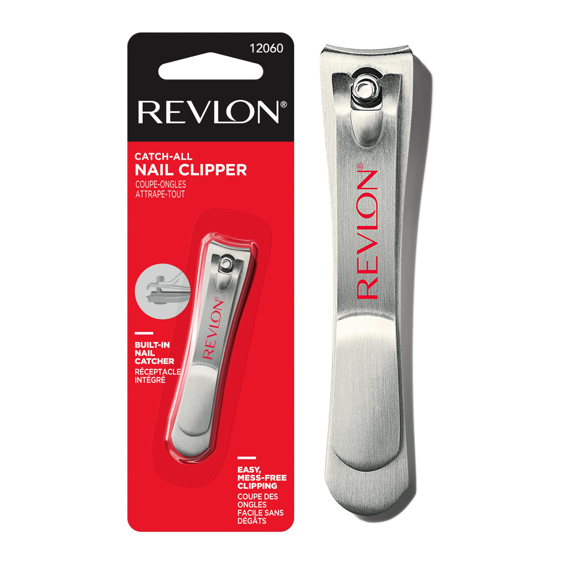Revlon Catch-All Nail Clipper, Manicure Tool with a Contoured Blade & Built-in Nail Catcher for Mess-Free Grooming, 1 Count