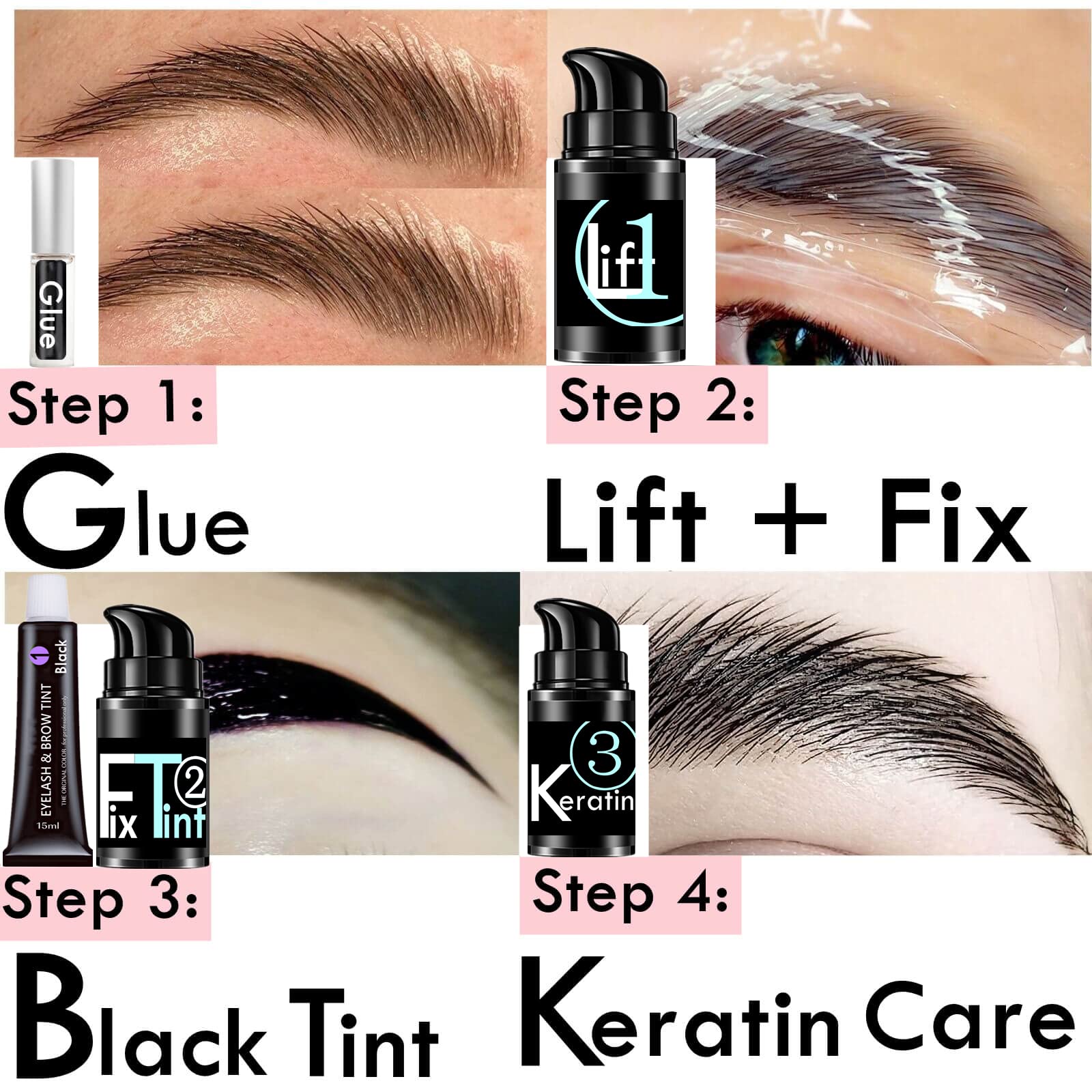 Lash Lift Brow Lamination 2 in 1, Rapid Eyelash and Eyebrow Lifting Kit, DIY Perming Lashes at Home Or Salon Usage Be Eye Voluminous for 6 Weeks about 10 Applications (Black Lash lift&Brow lamination)