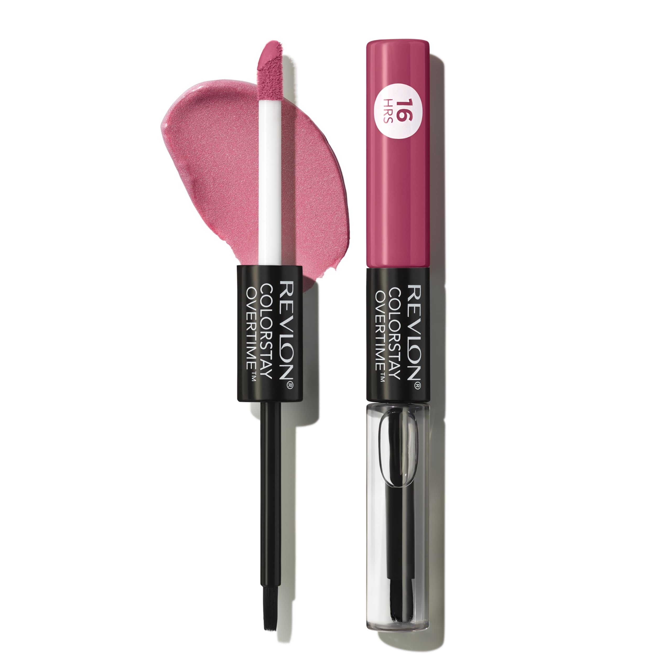 Revlon ColorStay Overtime Lipcolor, Dual Ended Longwearing Liquid Lipstick with Clear Lip Gloss, with Vitamin E in Pink, Infinite Raspberry (005), 0.07 oz