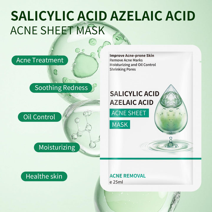 BYOTOUTY Anti Acne Facial Mask with Salicylic Acid, Face Mask Skincare for Acne Prone Skin, Hydrating Sheet Face Masks for Oil Control, Deep Cleansing Face Mask Skin Care, Soothe Redness, Pack of 10
