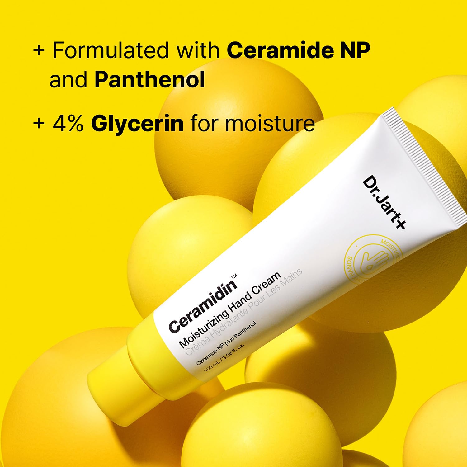 Dr.Jart+ Ceramidin Moisturizing Hand Cream For Dry Hands with Ceramides and Panthenol | Korean Skin Care, 3.38 Fl Oz
