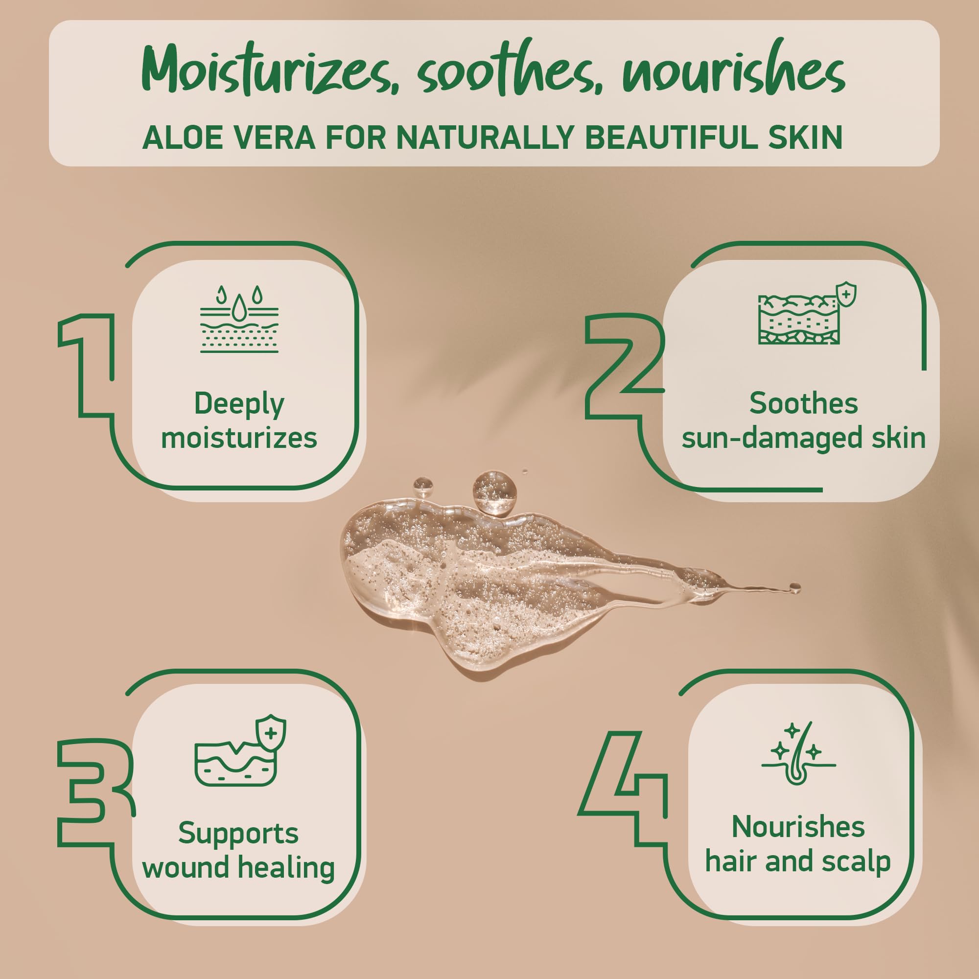 Aloe Vera Gel Organic - Vegan - FROM 100% ORGANIC LEAFES | Natural & Pure - Made in Germany - Certified Organic - Moisturizer - For Face, Skin, Hair, Sunburn relief | Non-Sticky & Fragrance Free