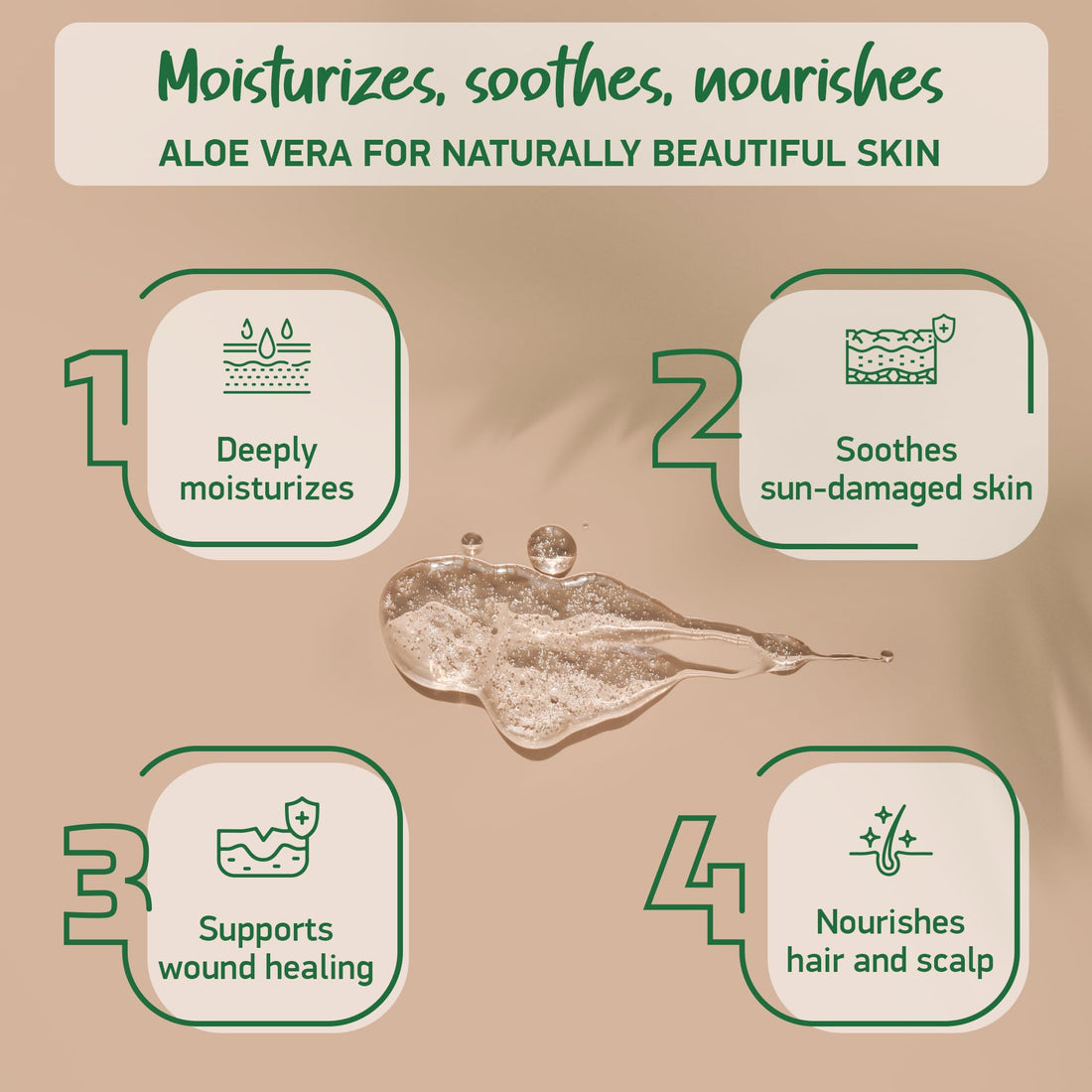 Aloe Vera Gel Organic - Vegan - FROM 100% ORGANIC LEAFES | Natural & Pure - Made in Germany - Certified Organic - Moisturizer - For Face, Skin, Hair, Sunburn relief | Non-Sticky & Fragrance Free