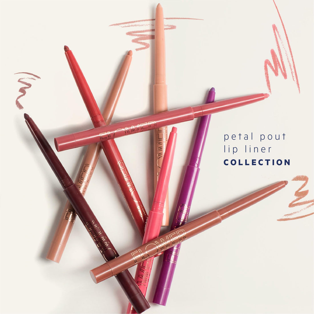 Flower Beauty Petal Pout Lip Liner - Smooth & Creamy Lip Liner with Pigment Rich Color, Prevents Feathering of Lip Color, Comes with Built-in Sharpener (Plum)