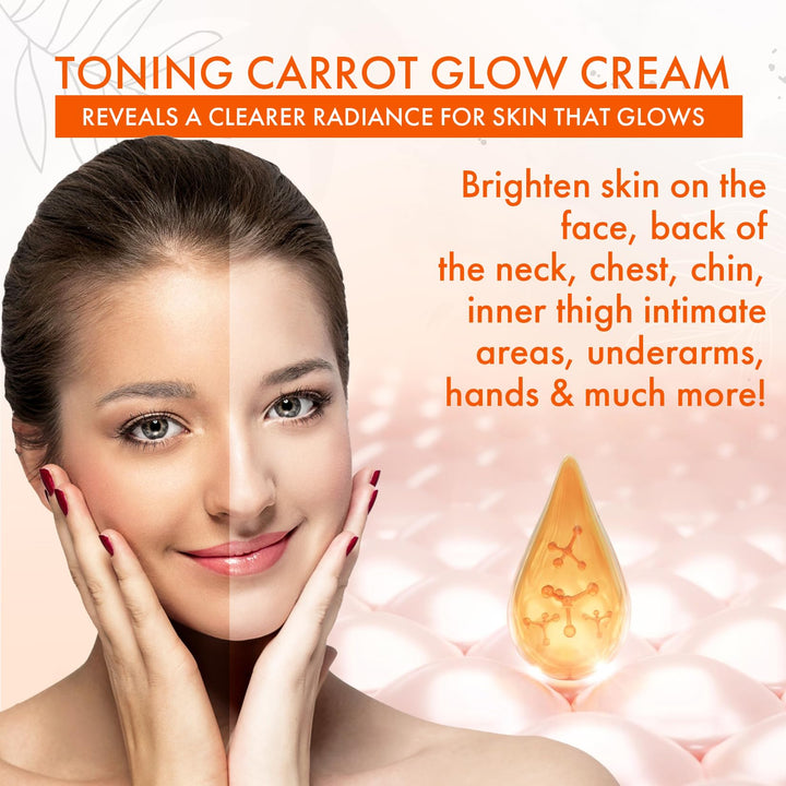 Carrot Face Cream for Face & Body - All Natural Carrot Skin Brightening Lotion - Carotene Cleanses Skin, Fights Acne, Evens Tone, Scars, Sun Damage, & Age Spots - Pure Carrot Cream Skincare Made in US