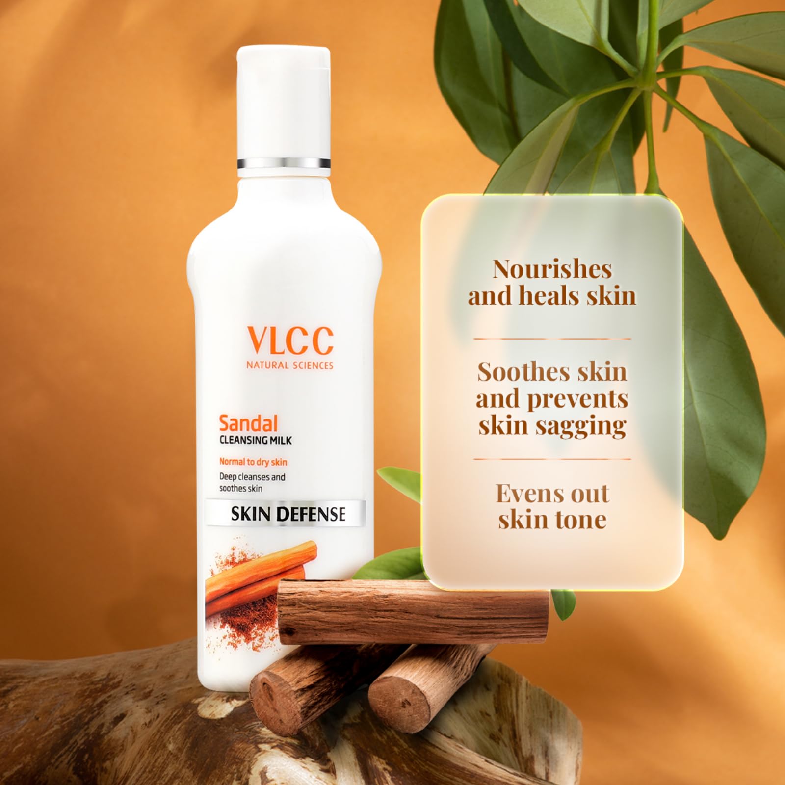 VLCC Sandal Cleansing Milk - 100ml - Deep Cleanses & Soothes Skin. With Sandal, Ashwagandha, Fenugreek & Indian Berberry Extracts, Almond and Olive Oils.