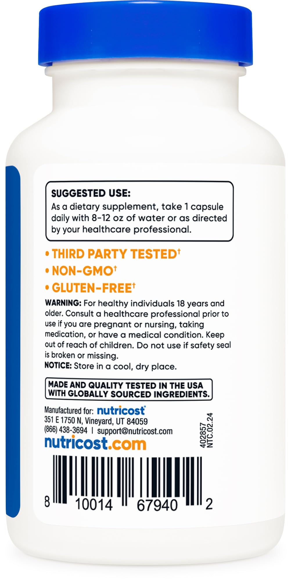 Nutricost Lactobacillus Acidophilus 10 Billion CFU, 120 Vegetarian Capsules