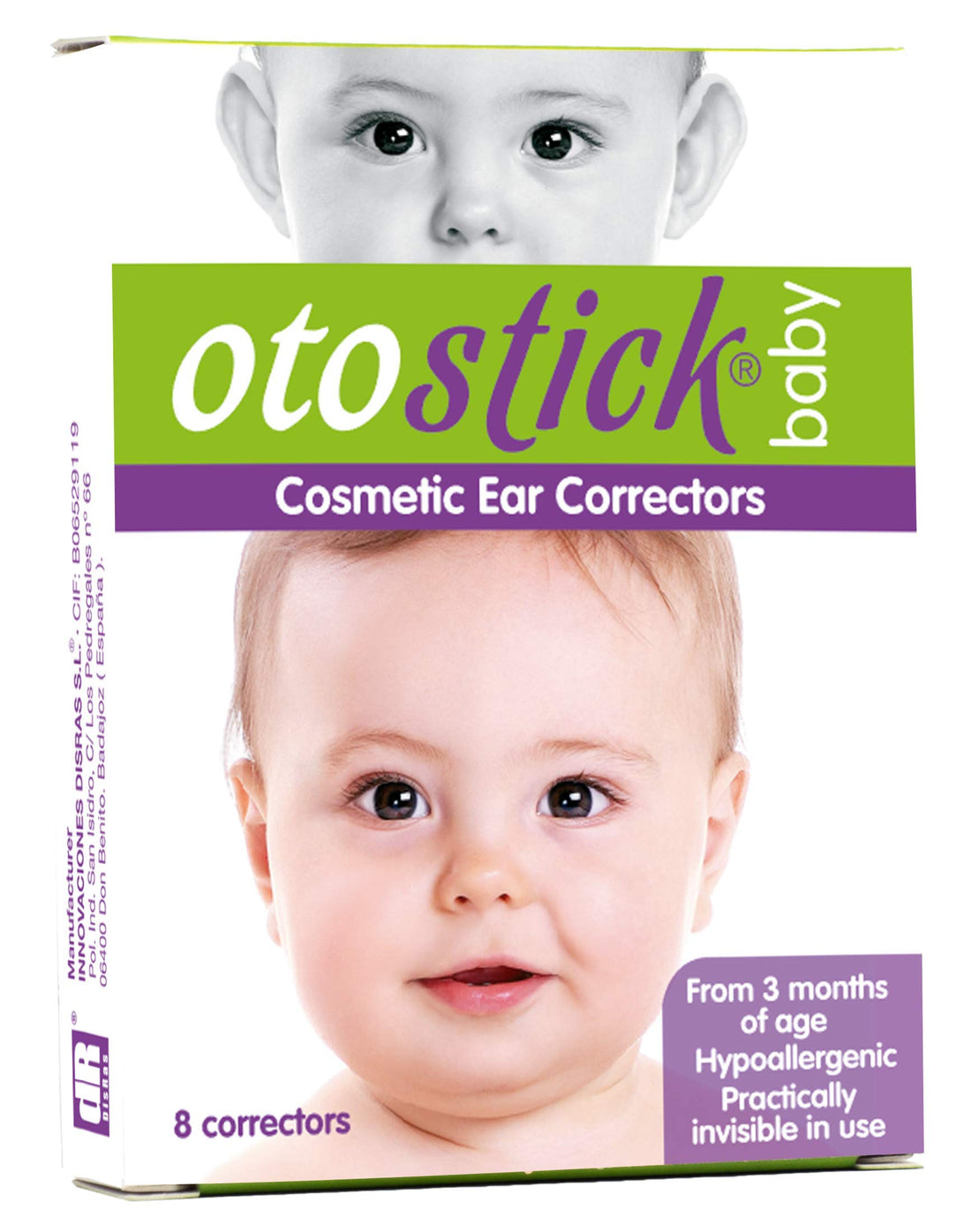 Otostick Baby - 8 Count Discreet Protruding Ear Corrector for Babies with Baby Cap - Ear Support Baby Items for Correction of Large Ears from 3 Months