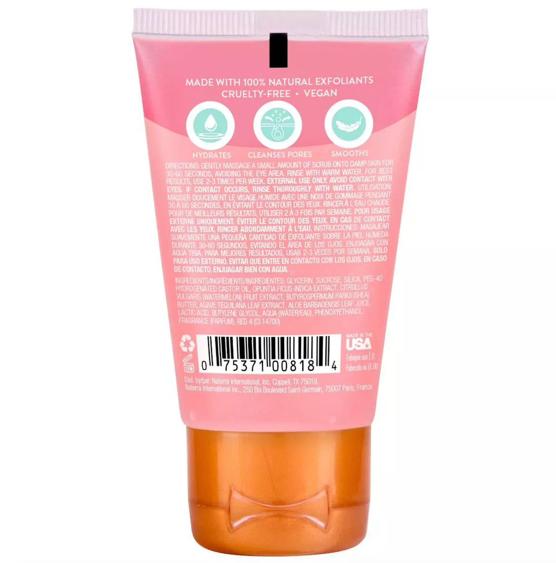 Watermelon & Cactus Hydrating Face Scrub – 1.5 fl oz, Deep Pore Cleanser with AHA, Exfoliates Skin & Impurities, Vegan & Free of Parabens & Sulfates, VitaBoost™ Loofah (Pack of 3, Watermelon & Cactus)