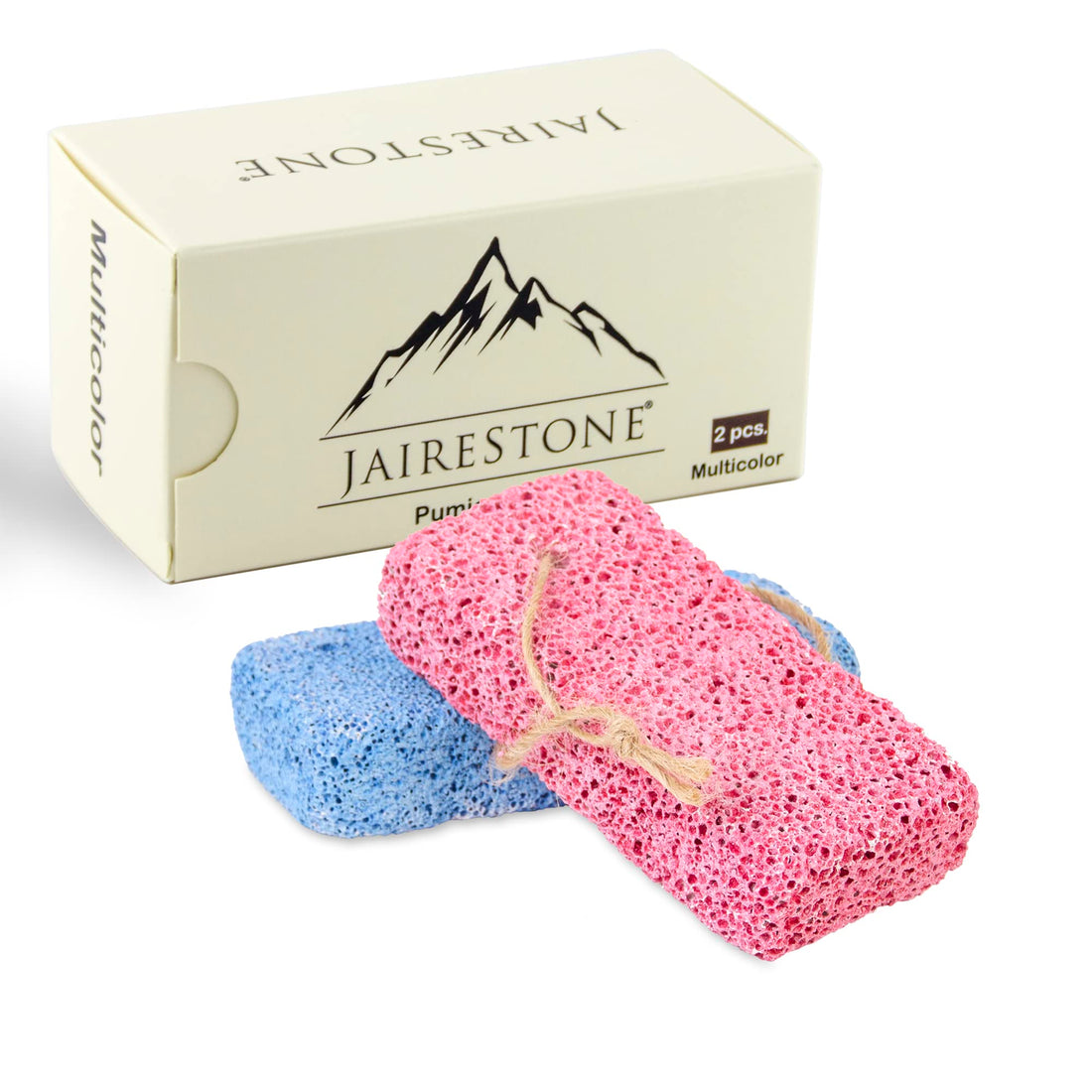Jairestone Pumice Stone for Feet - 2 Pack Lava Stones - Callus Remover and Foot Scrubber - Exfoliating Rock for Hard, Dry and Dead Skin on Heels (Multicolor)