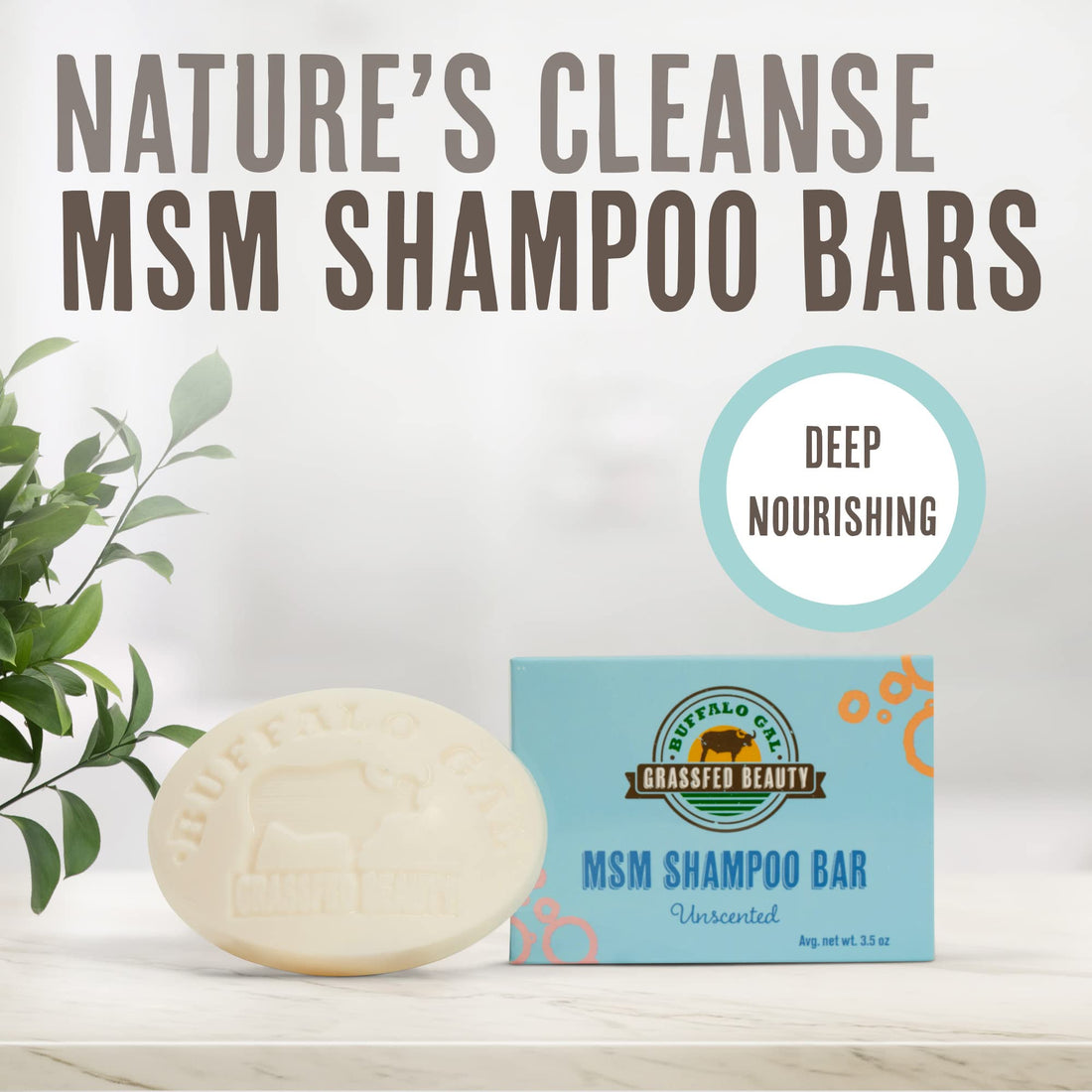 BUFFALO GAL Grassfed Beauty MSM Shampoo Bar (Unscented)