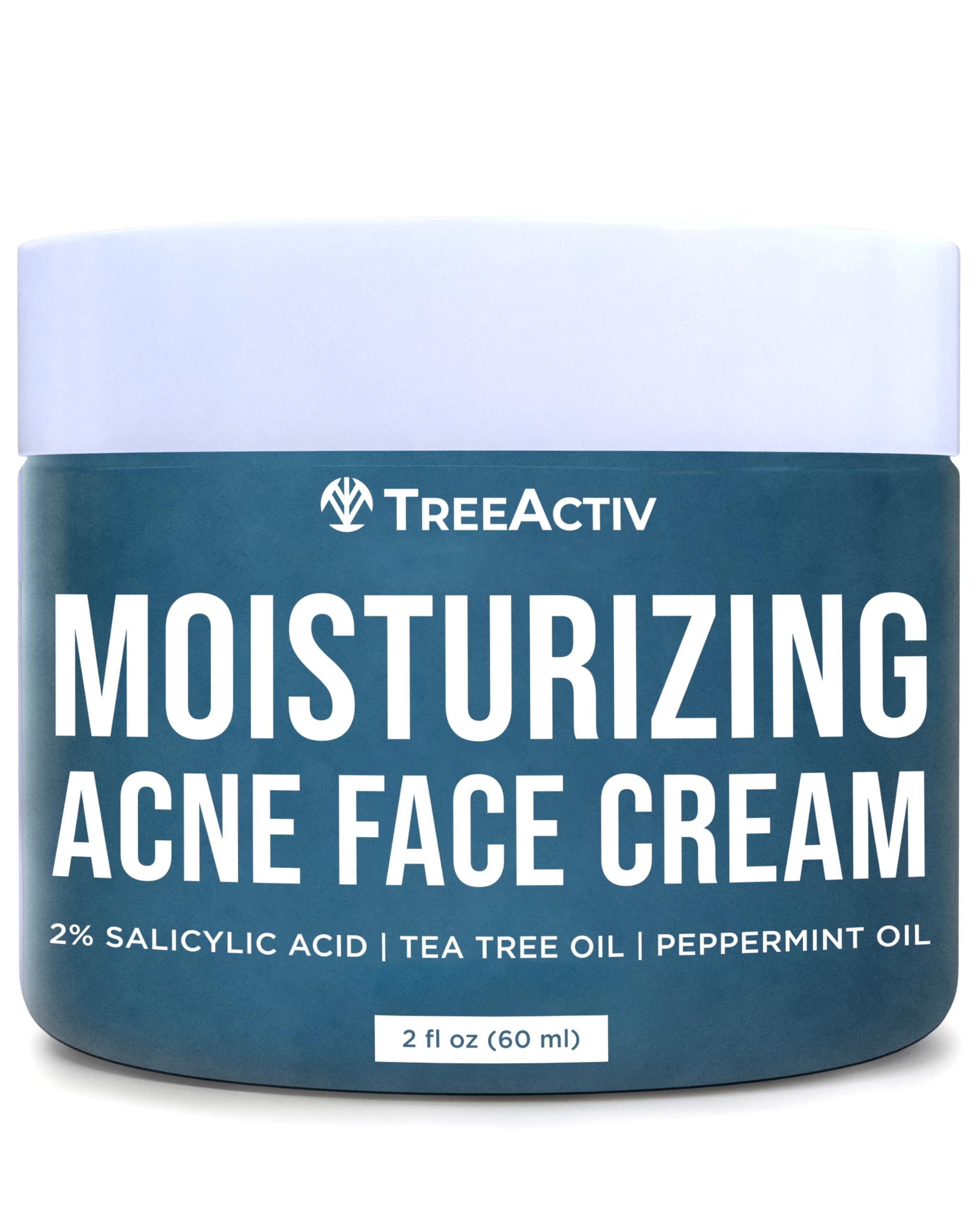 TreeActiv Acne Cream Original Formula, 2 fl oz, 2% Salicylic Acid Face Moisturizer for Oily Skin, Skin Care Acne Formula for Cystic Acne Treatment, Hydrating Face Moisturizer for Acne Prone Skin