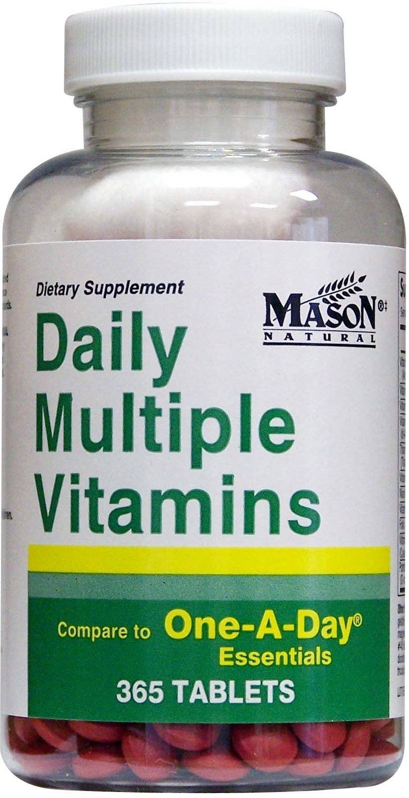 Daily Multiple Vitamins Compare to One A Day Essentials Multivitamin Multimineral Supplement 365 Tablets per Bottle Pack of 2 Total 730 Tablets