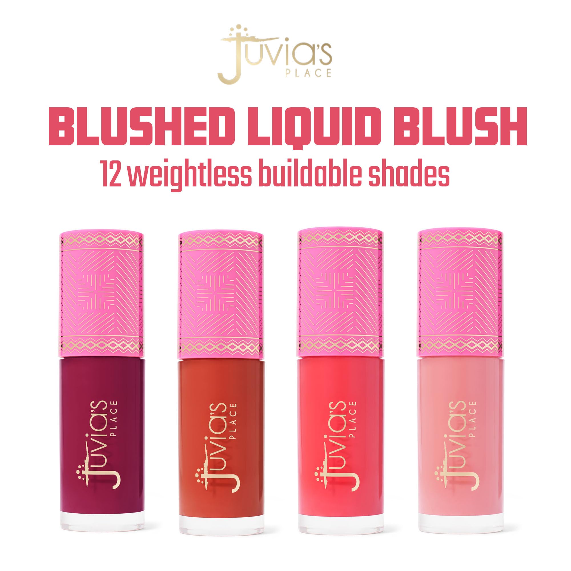 Juvia's Place Blushed Liquid Blush RoseyPosey - Dewy Tint Cheeks Makeup Glow Pigment Effortless Beauty Long Lasting Cosmetics Soft Creamy Natural Buildable All Skin Color Light Flawless Finish Blend