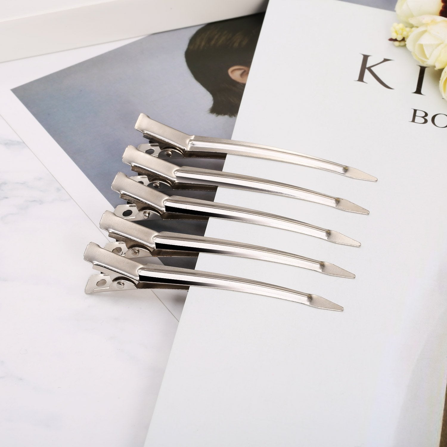 24 Pieces 3.5 inches Metal Curl Clips Duck Bill Sectioning Clips Alligator Hair Clips