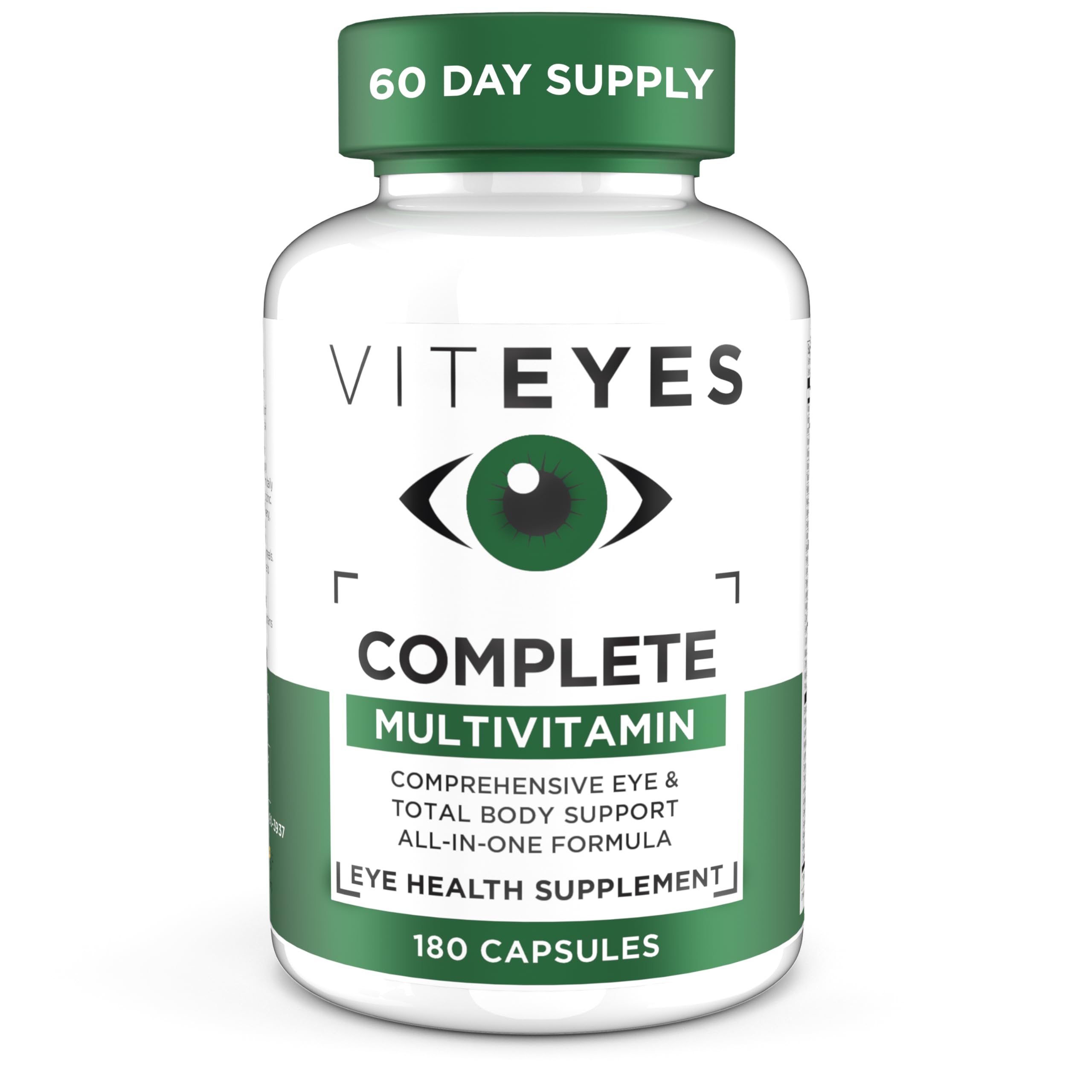 Viteyes Complete Eye & Total Body Health Multivitamin Nutritional Supplement, 180 Capsules, White