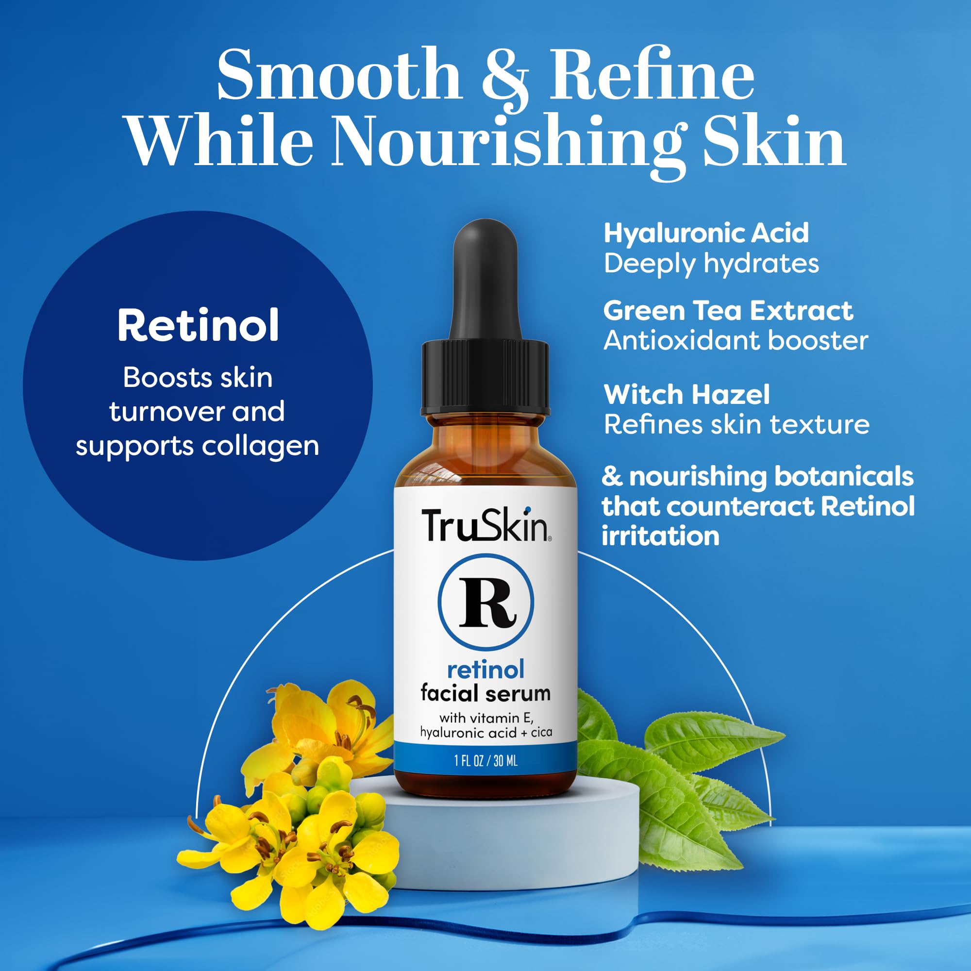 TruSkin Face Serum Duo – Vitamin C & Retinol Serum for Face – Anti-Aging Skin Care Gift Set for Women – Helps Improve Appearance of Fine Lines & Wrinkles for Smoother Looking Skin, 1 Fl Oz, 2 Bottles