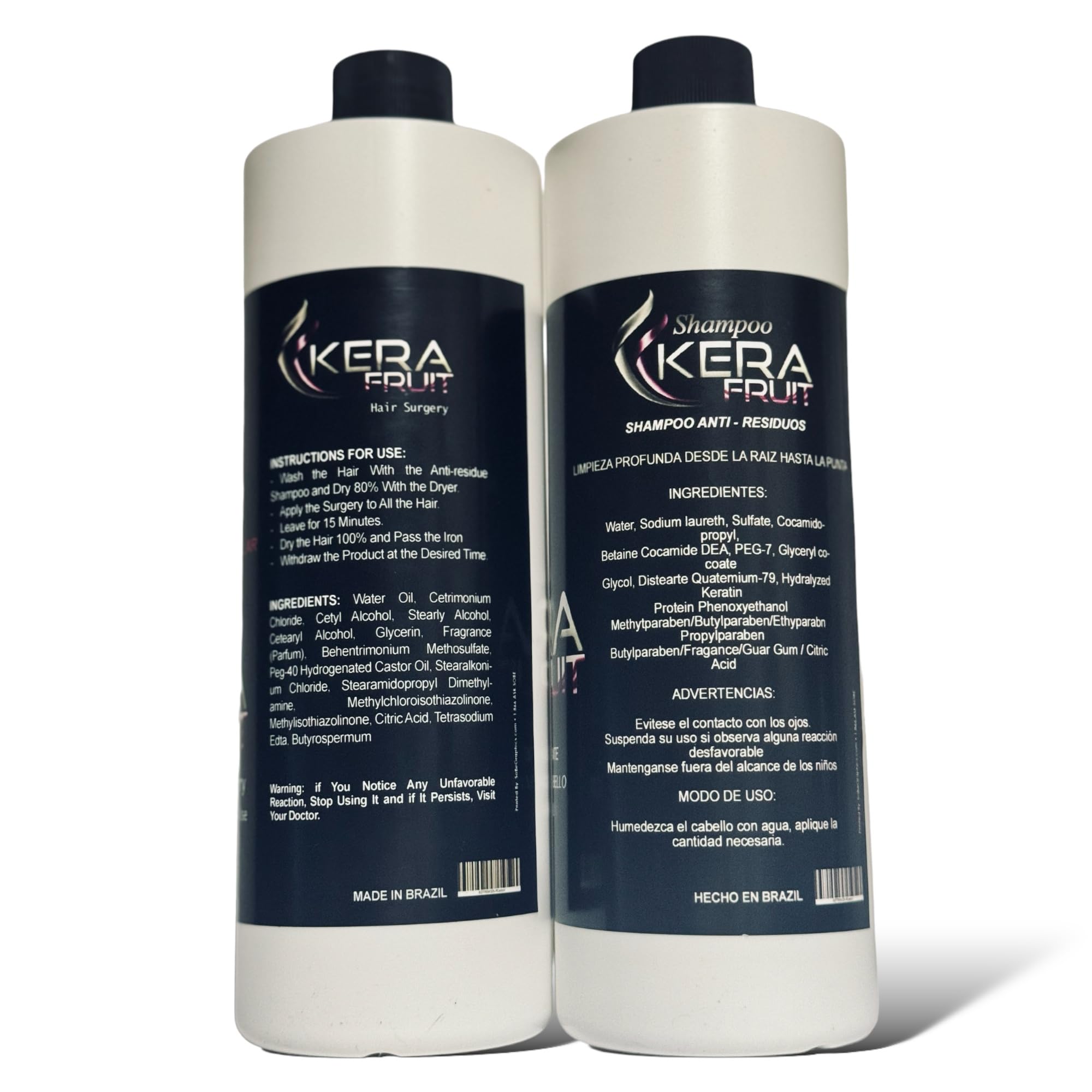 KERA FRUIT Cirugia Capilar Para el Cabello Libre de Formol - Antifrizz Deep Hydratation - Repair Hair Treatment - Professional Results - Formaldehyde Free 16oz with Shampoo - keratin Treatment.