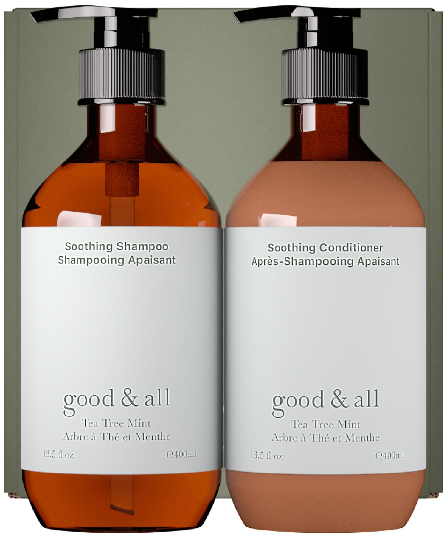Good&All Tea Tree Shampoo and Conditioner Set for Dry Itchy Scalp with Peppermint - Sodium Lauryl Sulfate/Sulphate, Silicone, Paraben, Fragrance Free - 13.5 fl oz