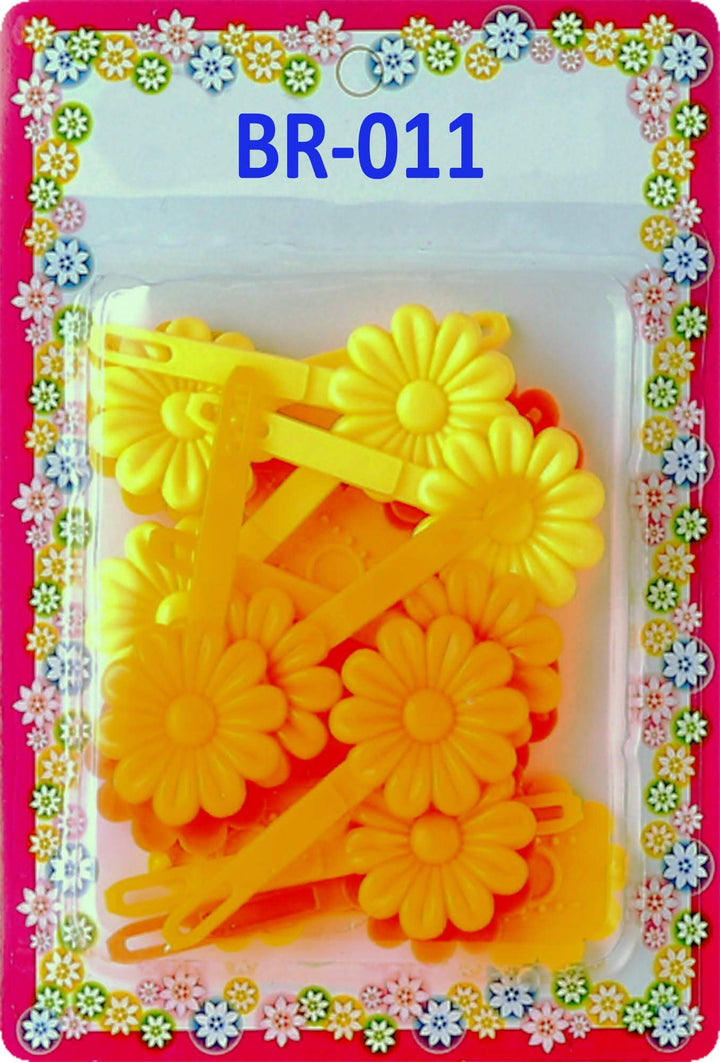 Tara Girls Self Hinge Plastic Flower Hair Barrettes 18 Pieces Selection (Orange Mix)