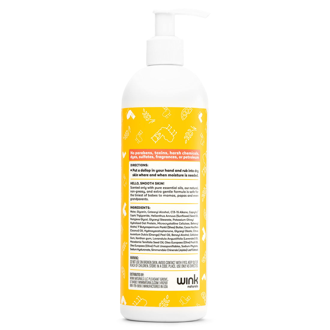 14 Oz Wink Naturals Calming Baby Llama Lotion, No Harsh Chemicals, Soft Snuggly Skin, Paraben-Free, Natural Relief, Dye-Free, Moisturizing Lavender Citrus Essential Oils