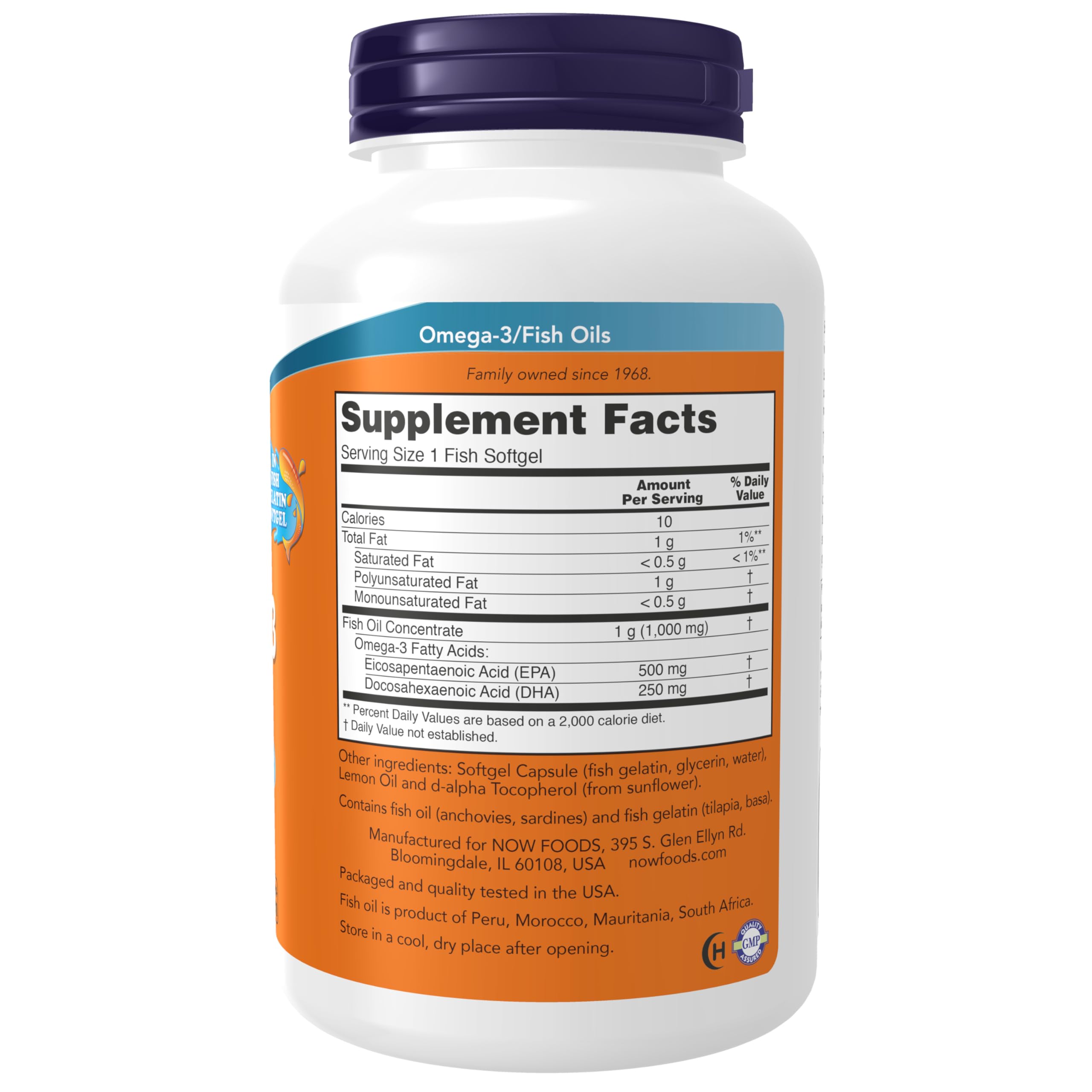 NOW Foods Supplements, Ultra Omega-3, 500 EPA and 250 DHA, Cardiovascular Support*, 180-Fish Gelatin Softgels