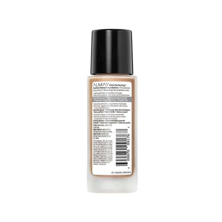Almay Skin Perfecting Comfort Matte Foundation, Hypoallergenic, Cruelty Free, -Fragrance Free, Dermatologist Tested Liquid Makeup, Neutral Toasted Almond, 1 Fluid Ounce